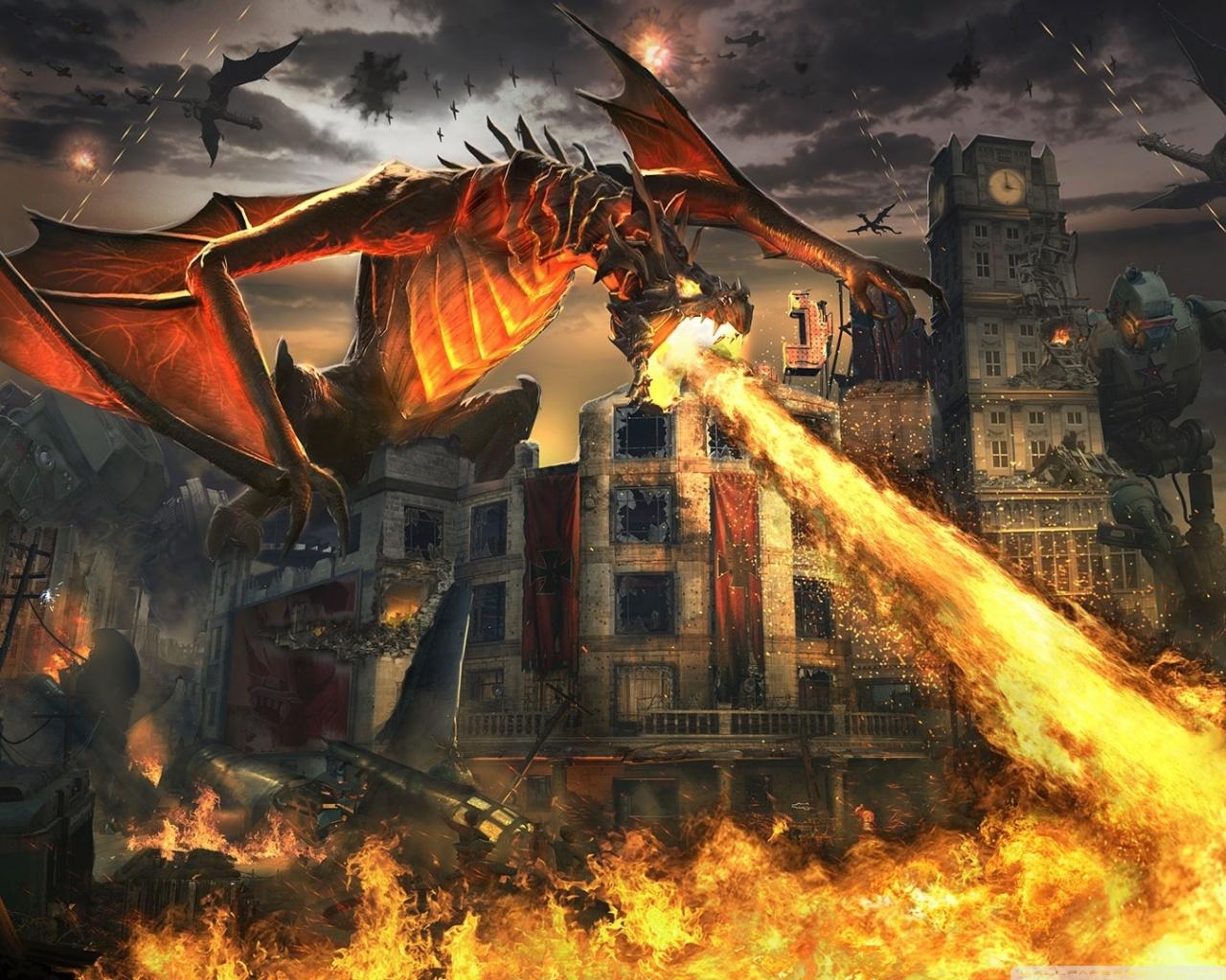1280x1024 Dragon Breathing Fire Ultra HD Desktop Background Wallpaper for 4K UHD TV : Widescreen & UltraWide Desktop & Laptop : Tablet