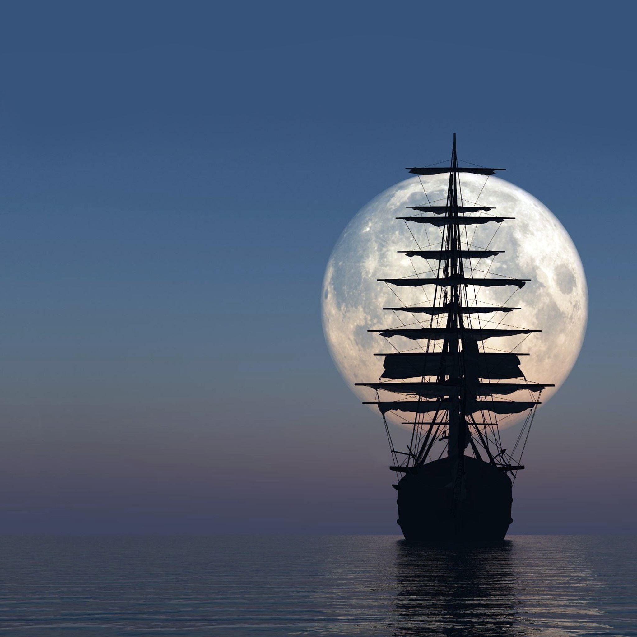2048x2048 Moon Boat iPad Air Wallpaper Free Download