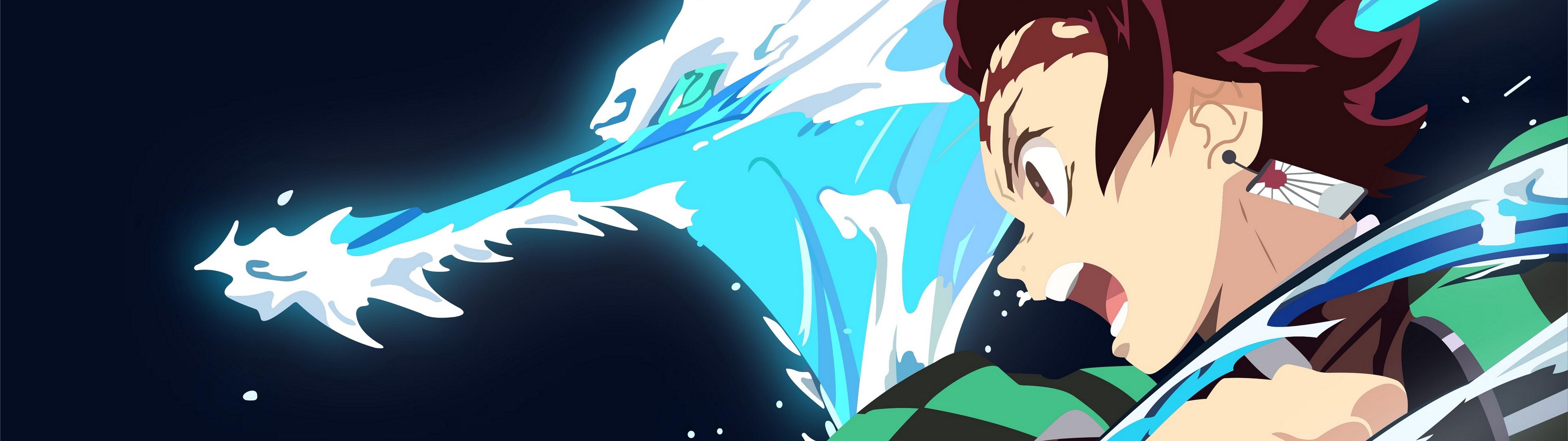 5120x1440 Tanjiro Kamado Kimetsu no Yaiba Minimalist 4K Wallpaper