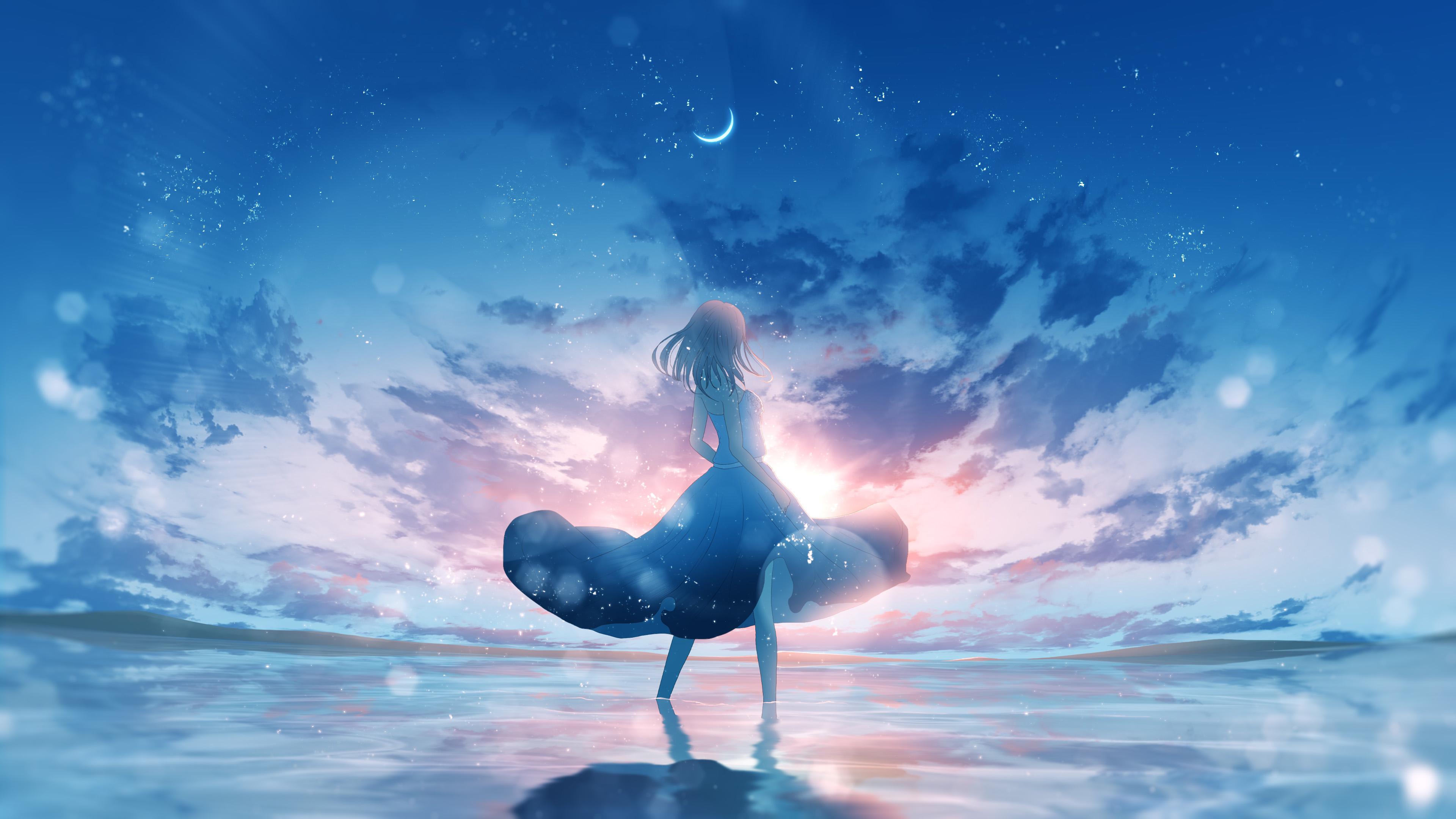 3840x2160 Anime girl Wallpaper 4K, Aesthetic, Dream, Happy girl