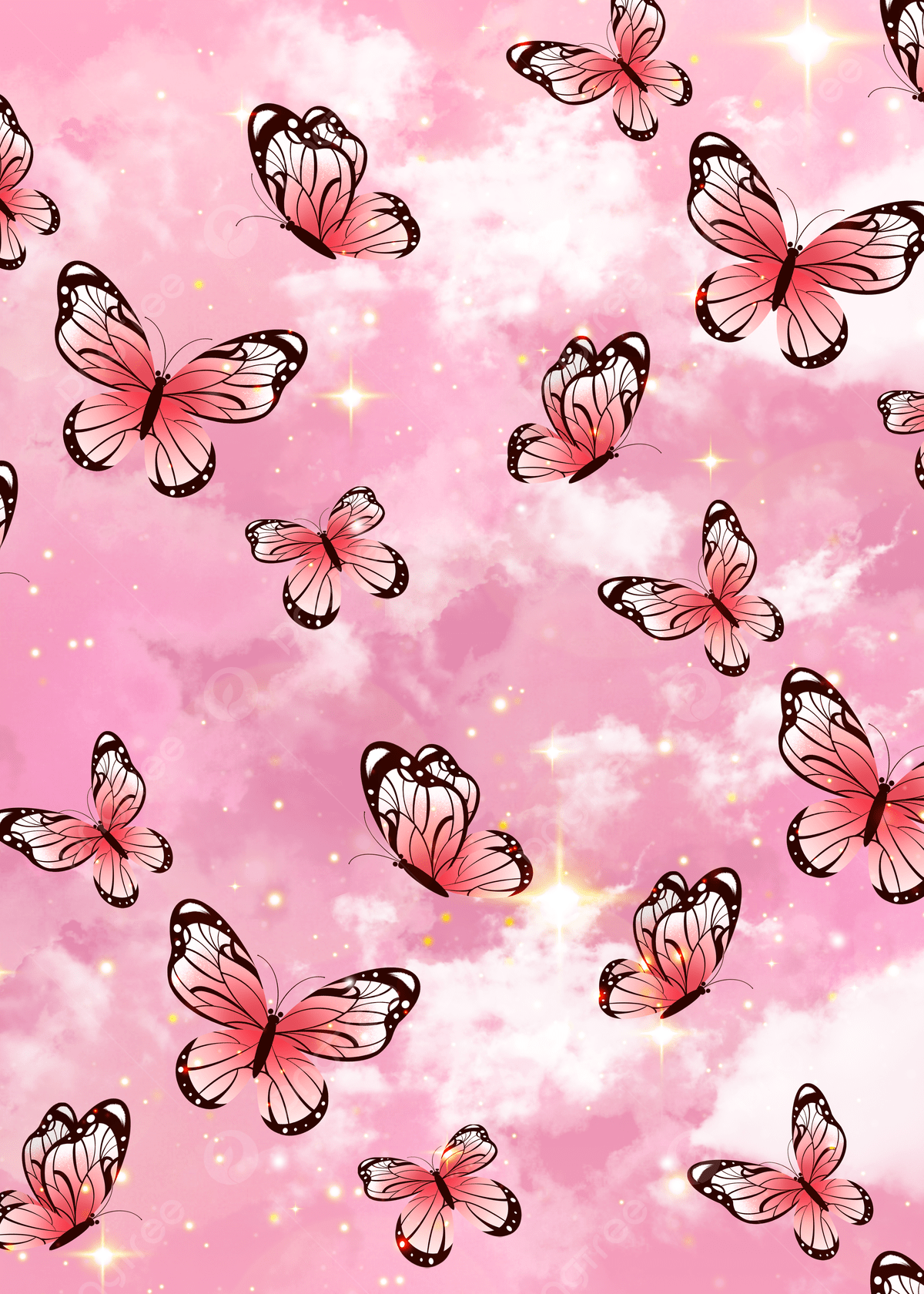 1200x1680 Watercolor Pink Butterfly Light Effect Colorful Butterfly Background Wallpaper Image For Free Download
