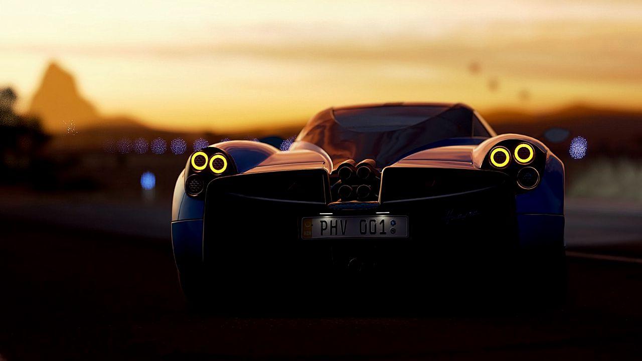 1280x720 Wallpaper pagani huayra, pagani, sports car, rear view, racing hd, picture, image