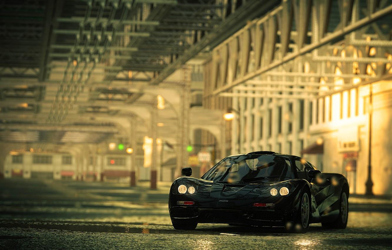 1332x850 Wallpaper light, bridge, black, design, lights, Parking, the barn, Pagani, wet asphalt, Zonda, inside, Golden background, C the Crew image for desktop, section игры