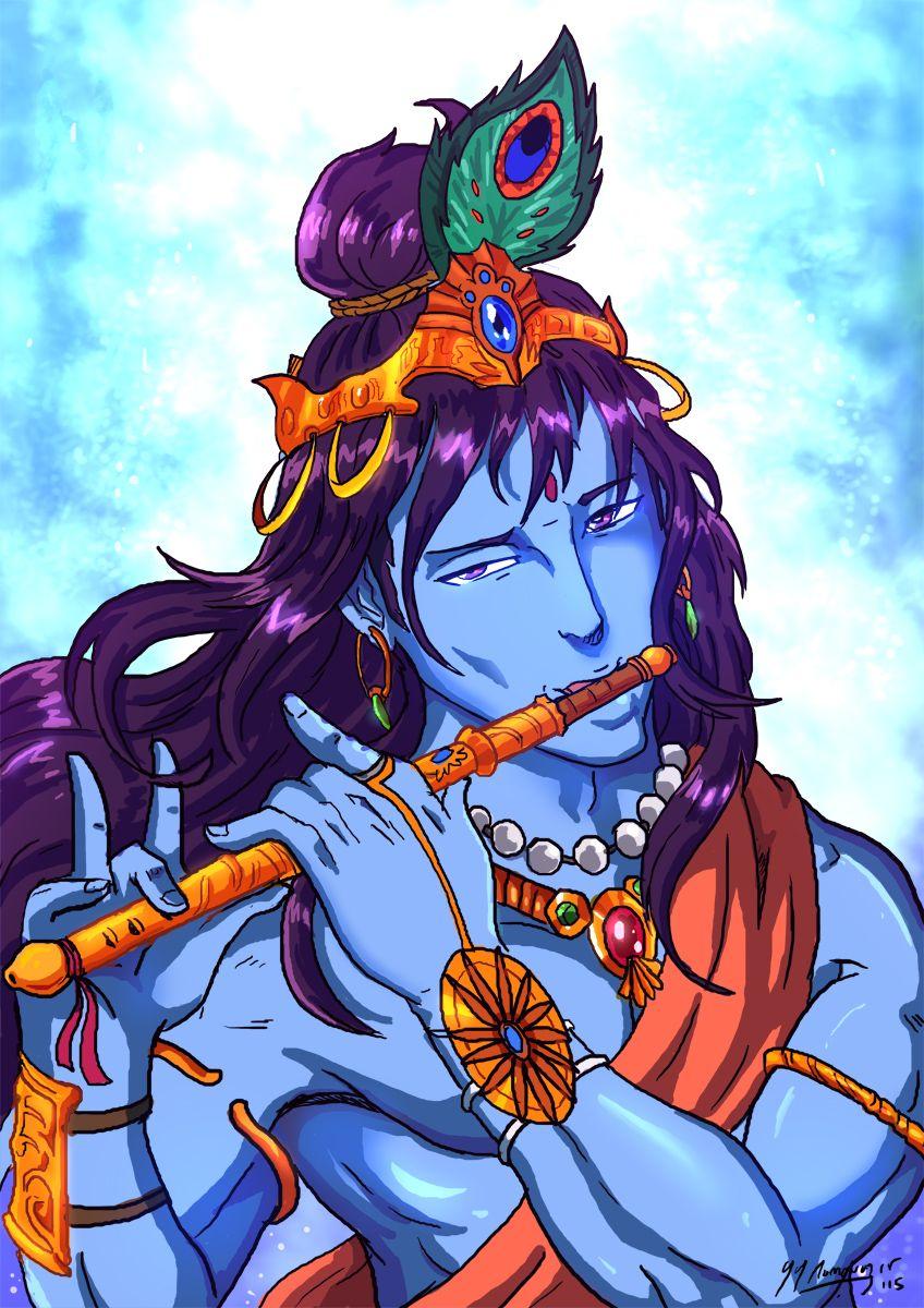 848x1200 Krishna, Anime style, Lord krishna