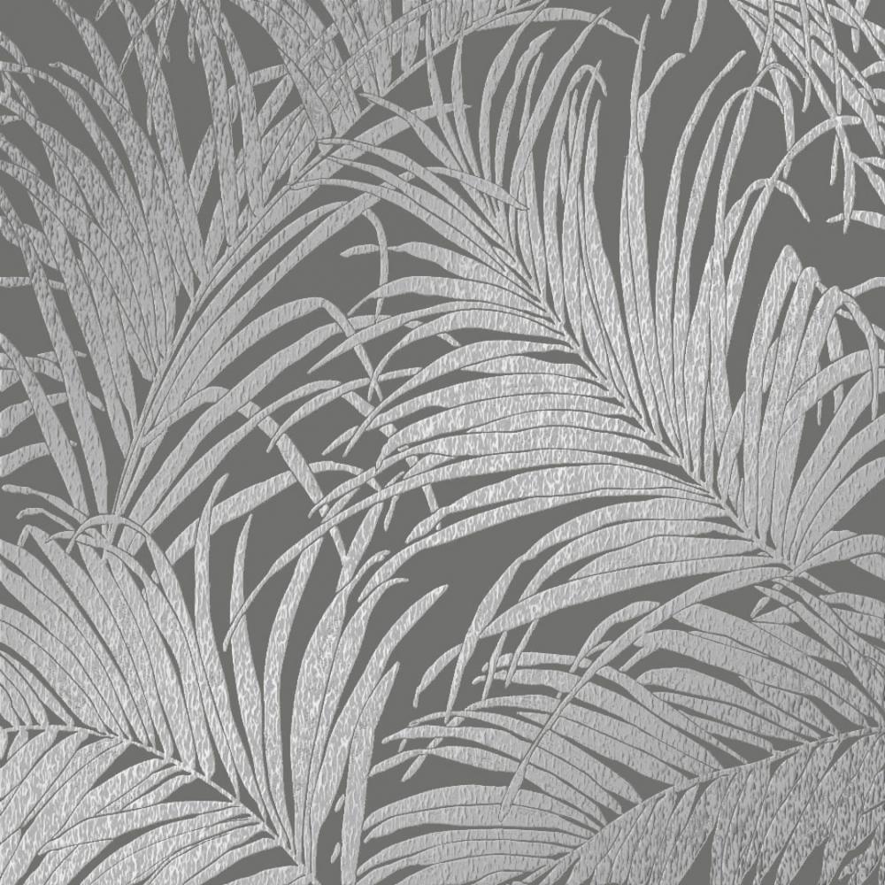1000x1000 Sapphire Palm Leaf wallpaper in gunmetal. I Love Wallpaper
