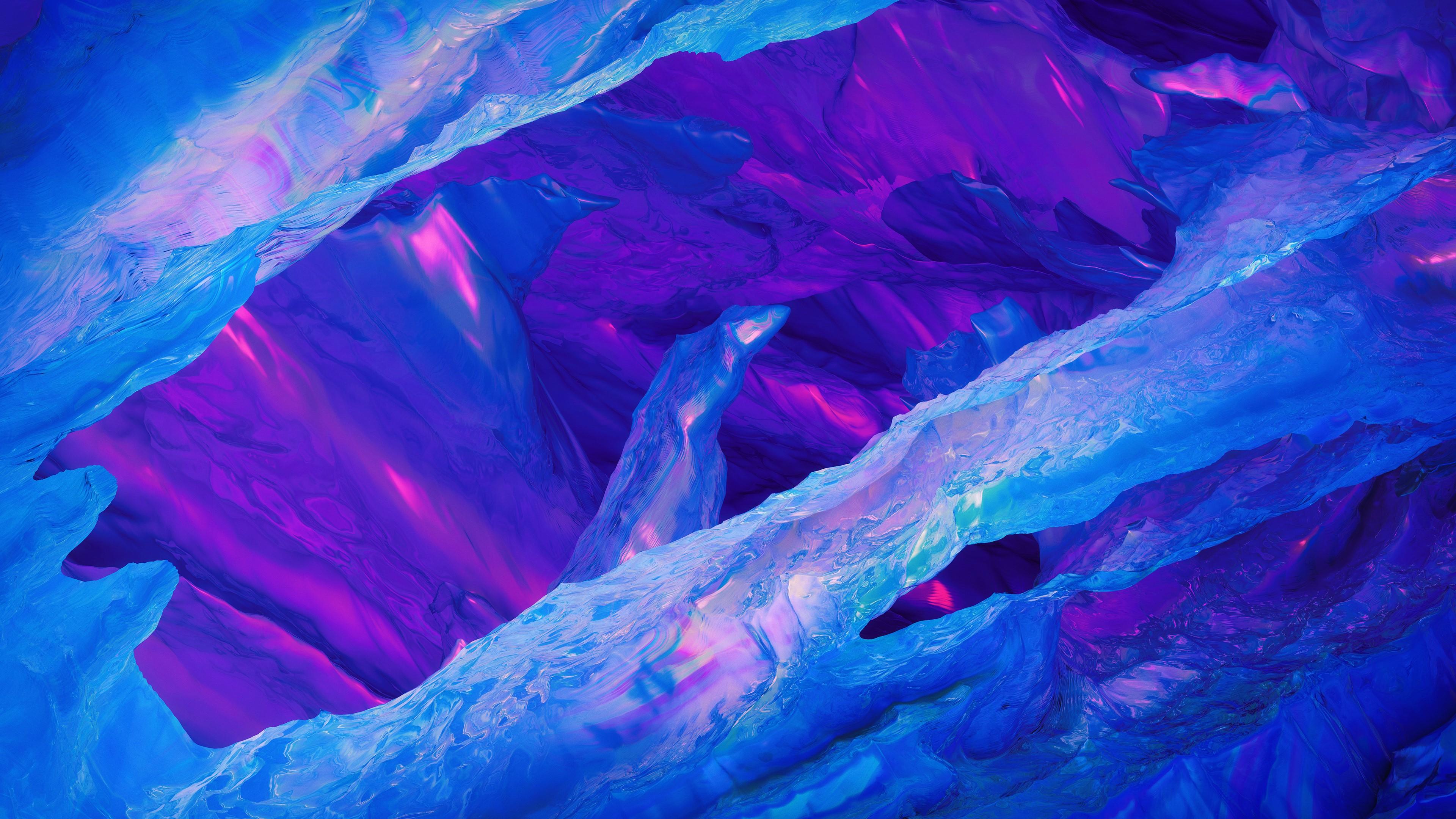 3840x2160 4K, abstract, purple, crystal, ice, blue Gallery HD Wallpaper