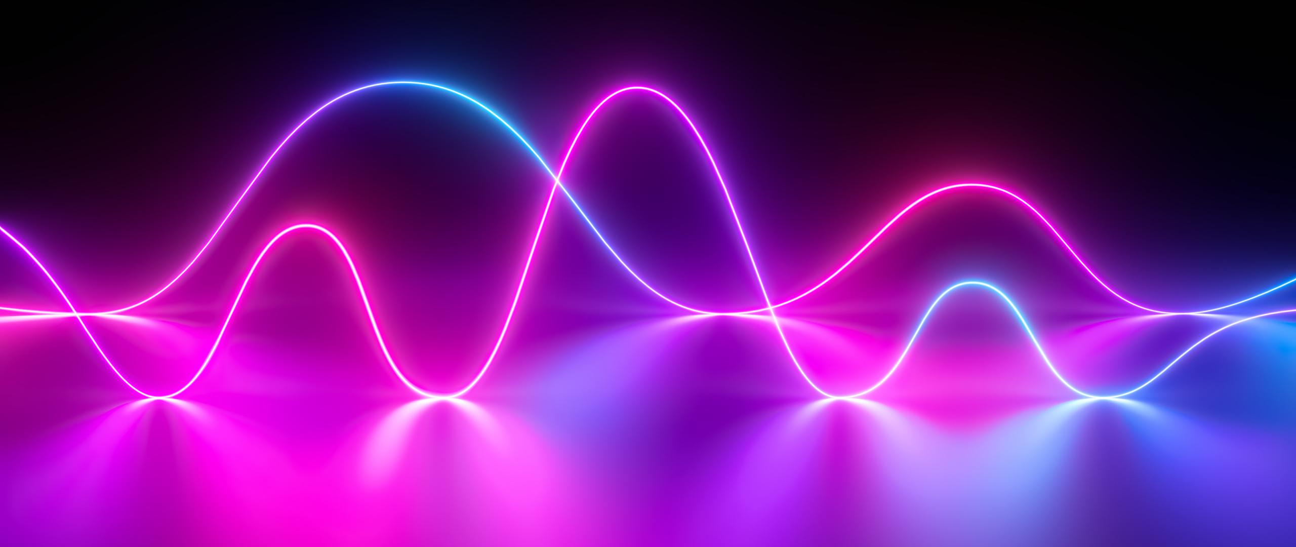 2560x1080 Download Neon waves, reflection, Huawei Mediapad M stock wallpaper, 2560x Dual Wide, Widescreen