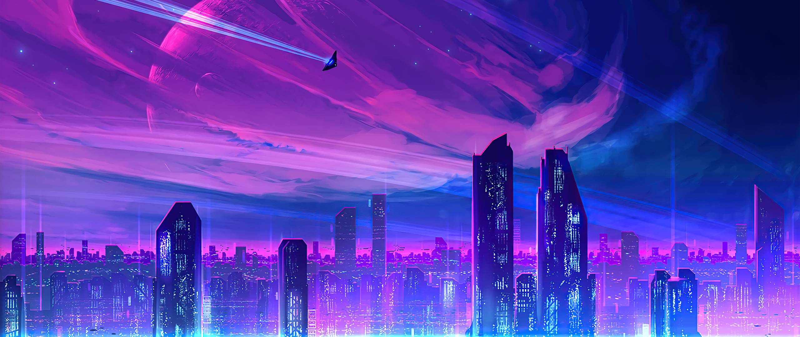 2560x1080 A Neon City 2560x1080 Resolution HD 4k Wallpaper, Image, Background, Photo and Picture