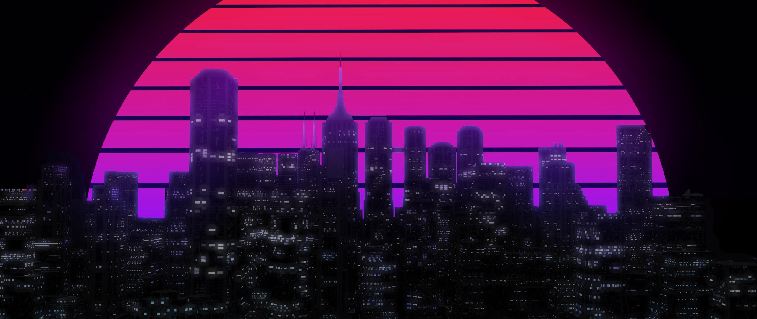2560x1080 Retro Neon Cityscape 2560x1080 Resolution Wallpaper, HD Artist 4K Wallpaper, Image, Photo and Background