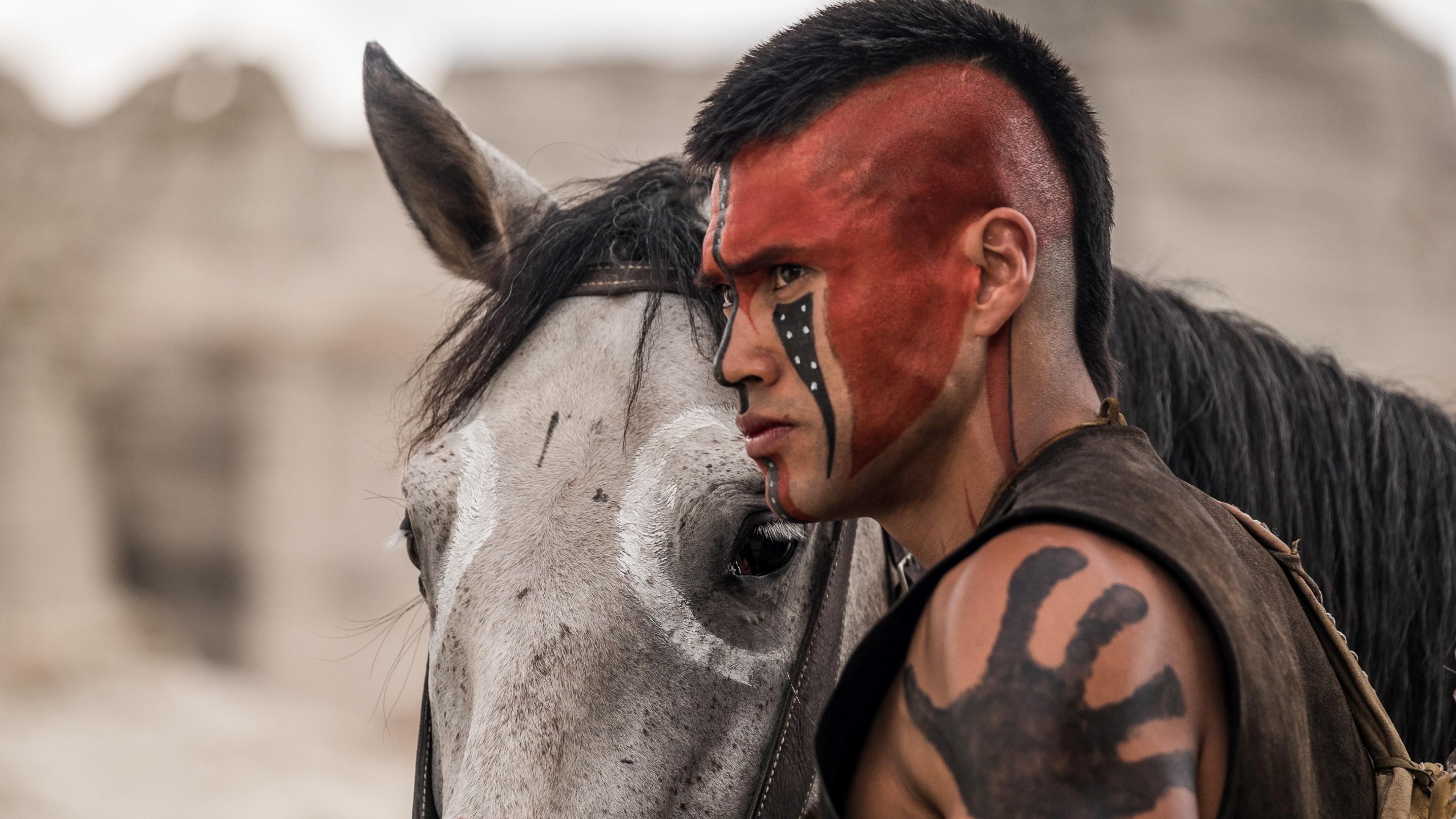 3840x2160 Wallpaper The Magnificent Seven, Martin Sensmeier, indian, horse, Movies