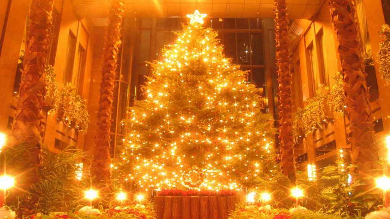 1366x768 Download 1366x768 Wallpaper Tree, Lighting, Nativity Scene, Santa