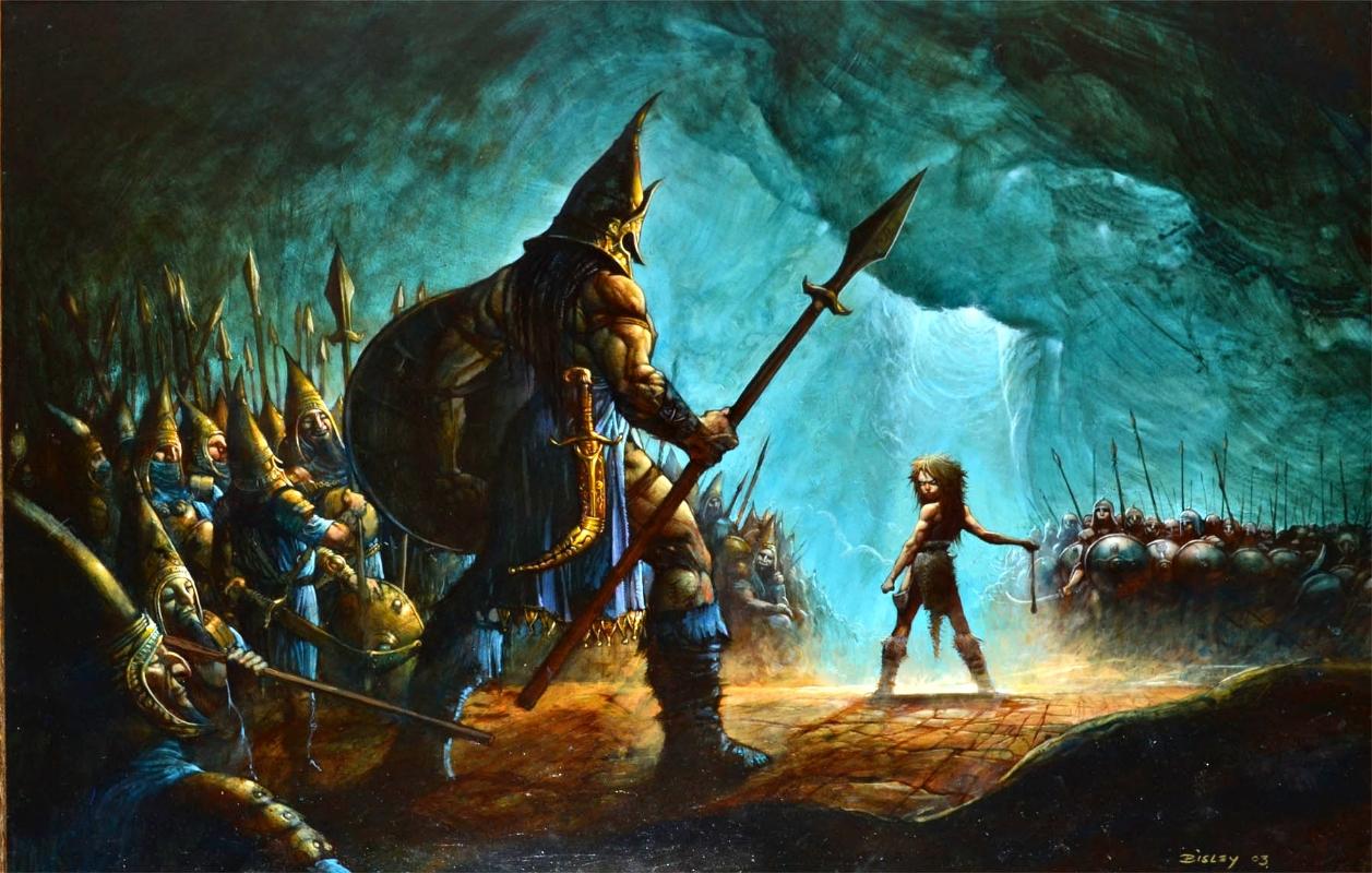 1257x800 David and Goliath from the Bible, in Doug Biancur's The Good Stuff Comic Art Gallery Room