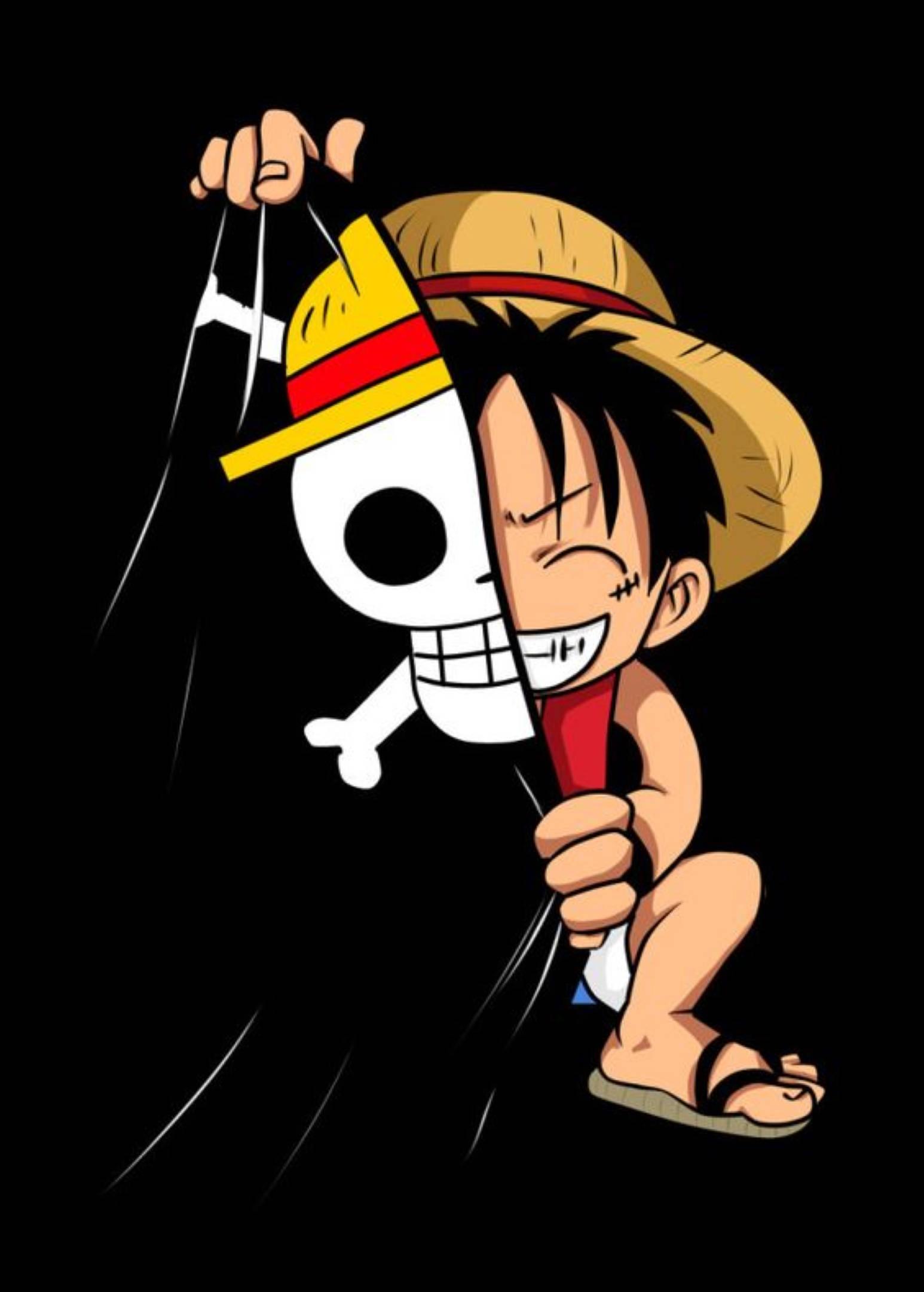 1546x2160 Download Monkey D Luffy And Pirate Flag Wallpaper