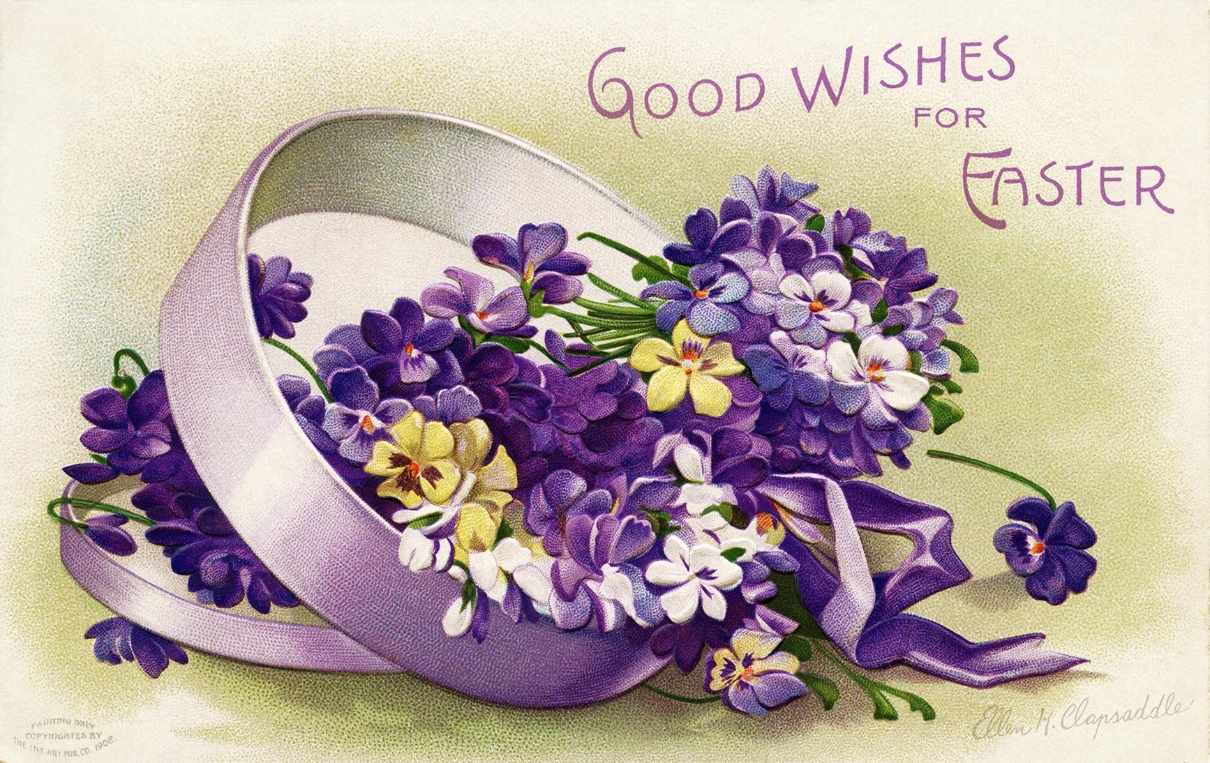1734x1094 Good Wishes for Easter Vintage Ellen Clapsaddle Holiday Postcard Image