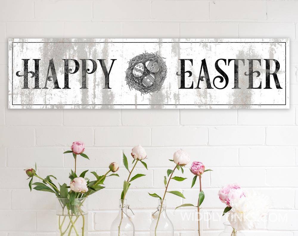 1000x794 Rustic Chic Happy Easter Sign Wall Art