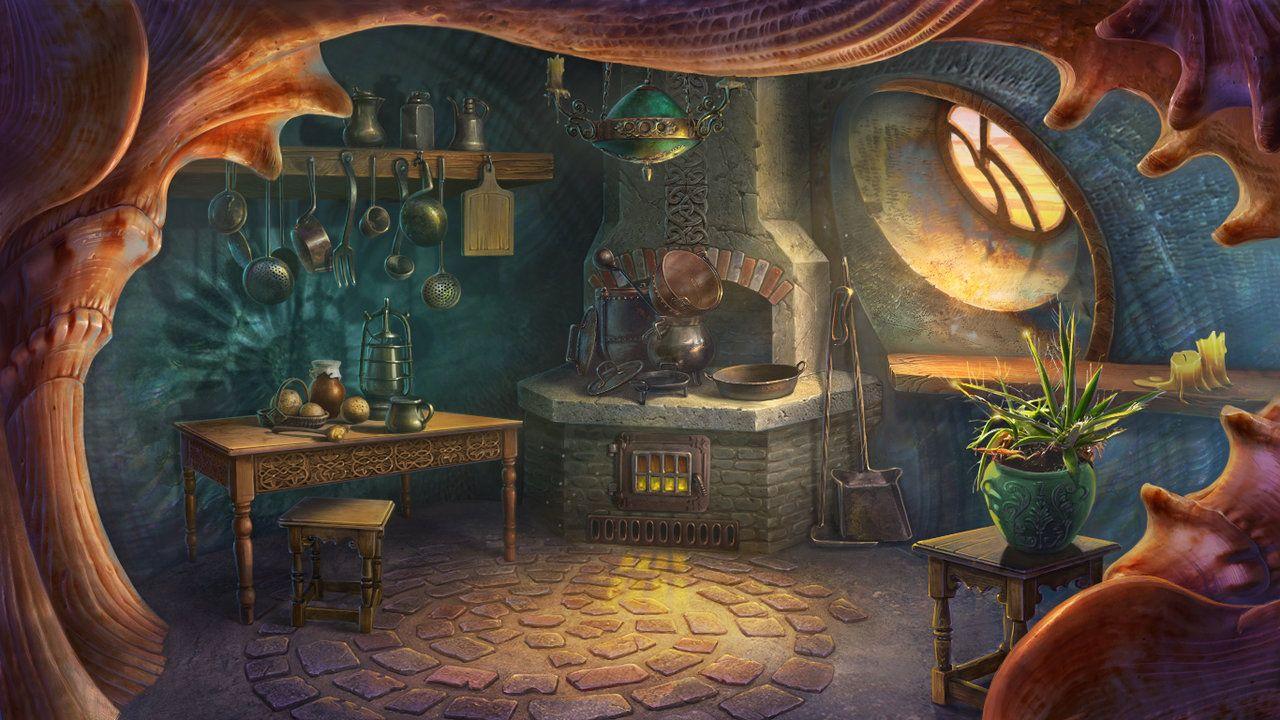 1280x720 fisherman house in a seashell. Environment concept art, Fantasy art, Anime background