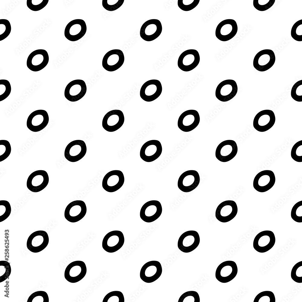 1000x1000 Abstract polka dot pattern with hand drawn dots. Cute vector black and white polka dot pattern. Seamless monochrome polka dot pattern for fabric, wallpaper, wrapping paper, cards and web background. Stock Vector