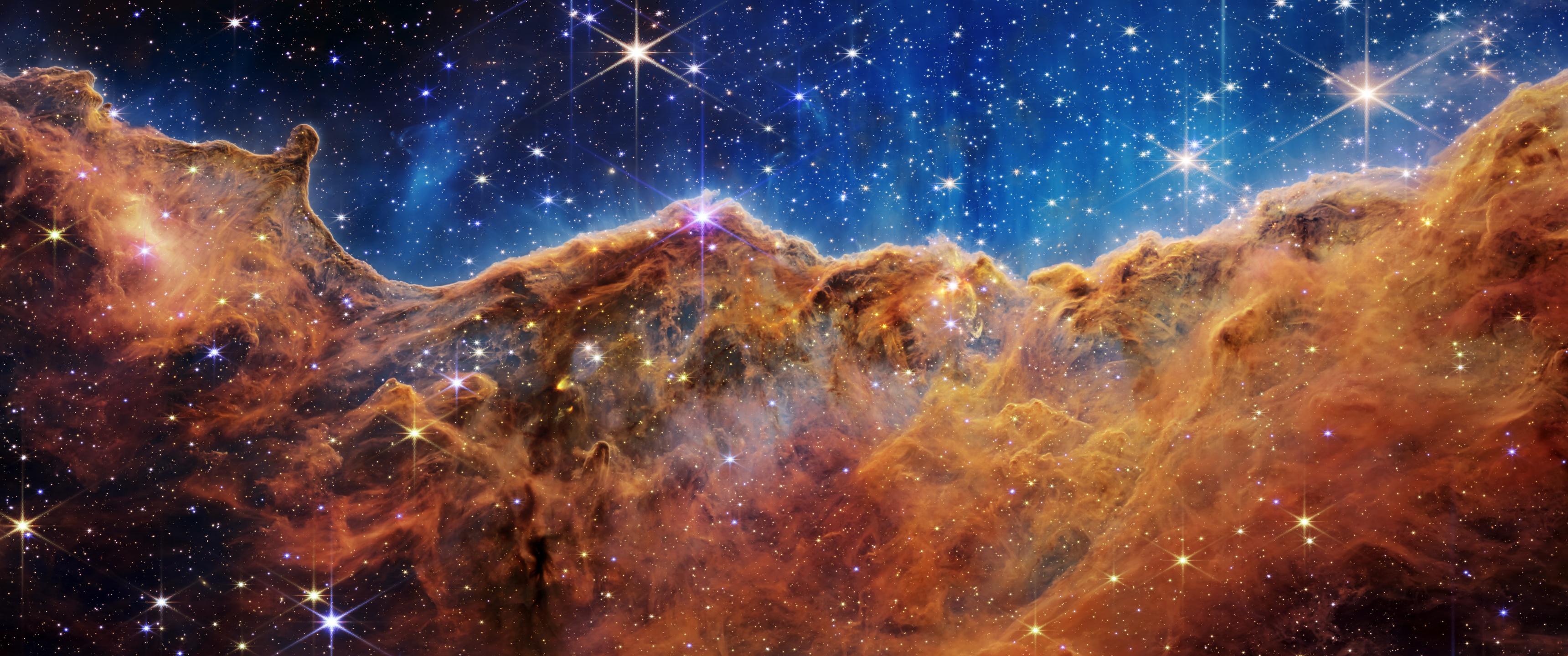 3440x1440 Carina Nebula Wallpaper 4K, Cosmic Cliffs, Space