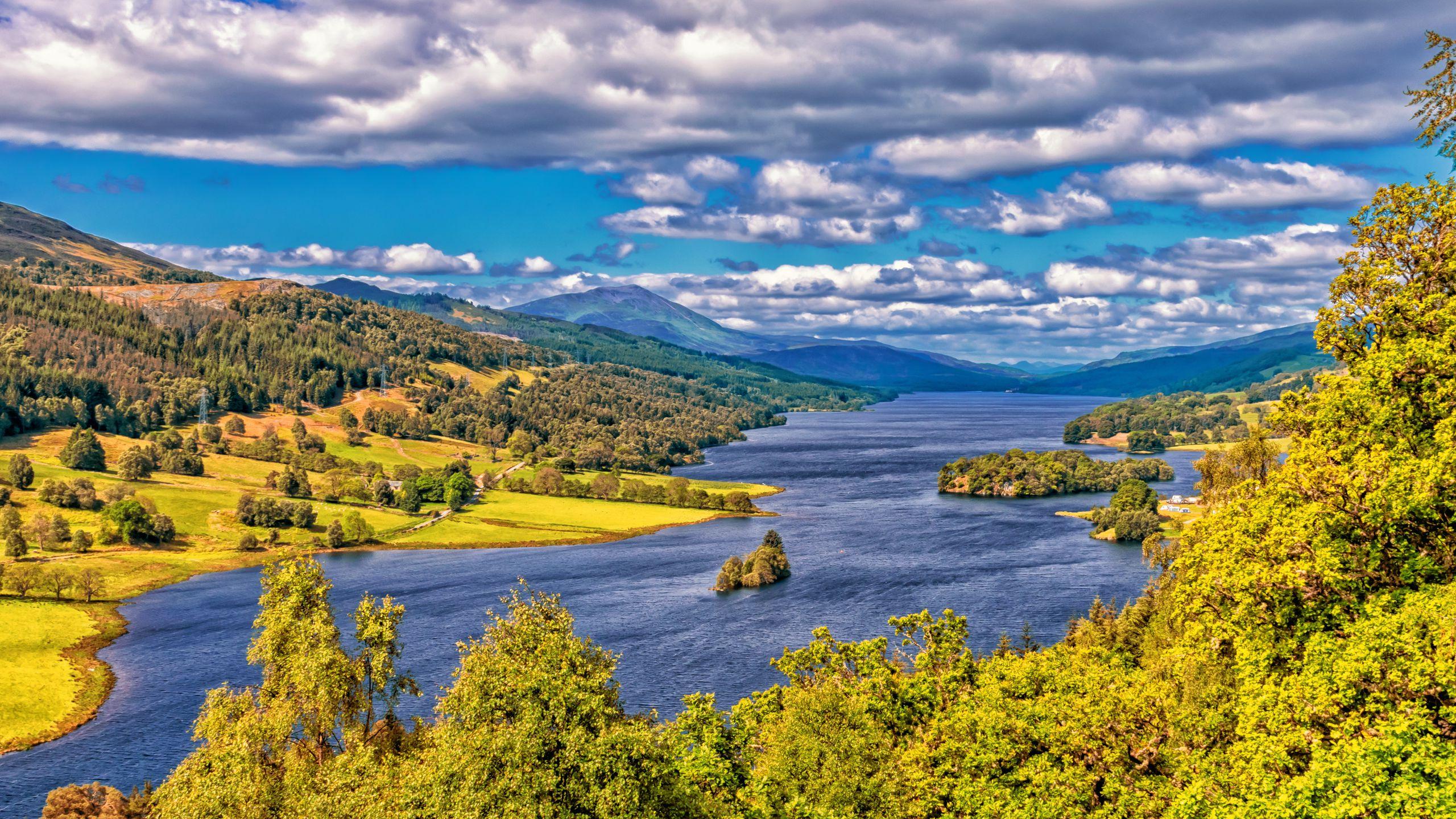 2560x1440 Download wallpaper 2560x1440 scotland, highlands, lake, hdr widescreen 16:9 HD background