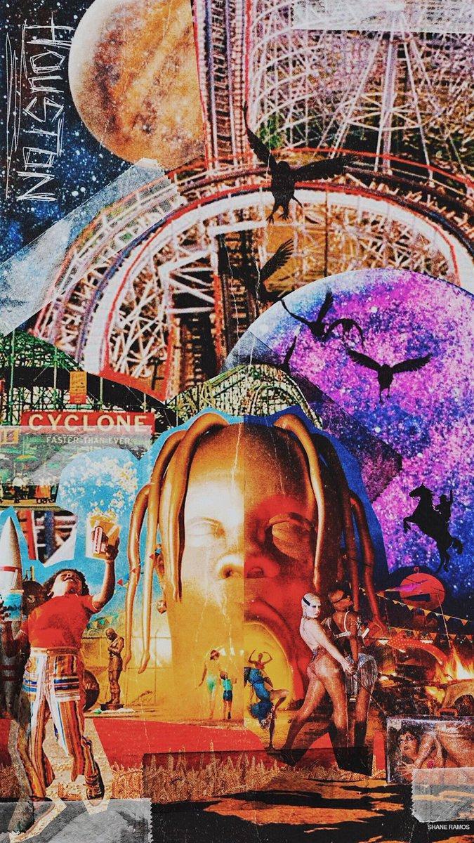 675x1200 Download Travis Scott Astroworld Houston Collage Wallpaper
