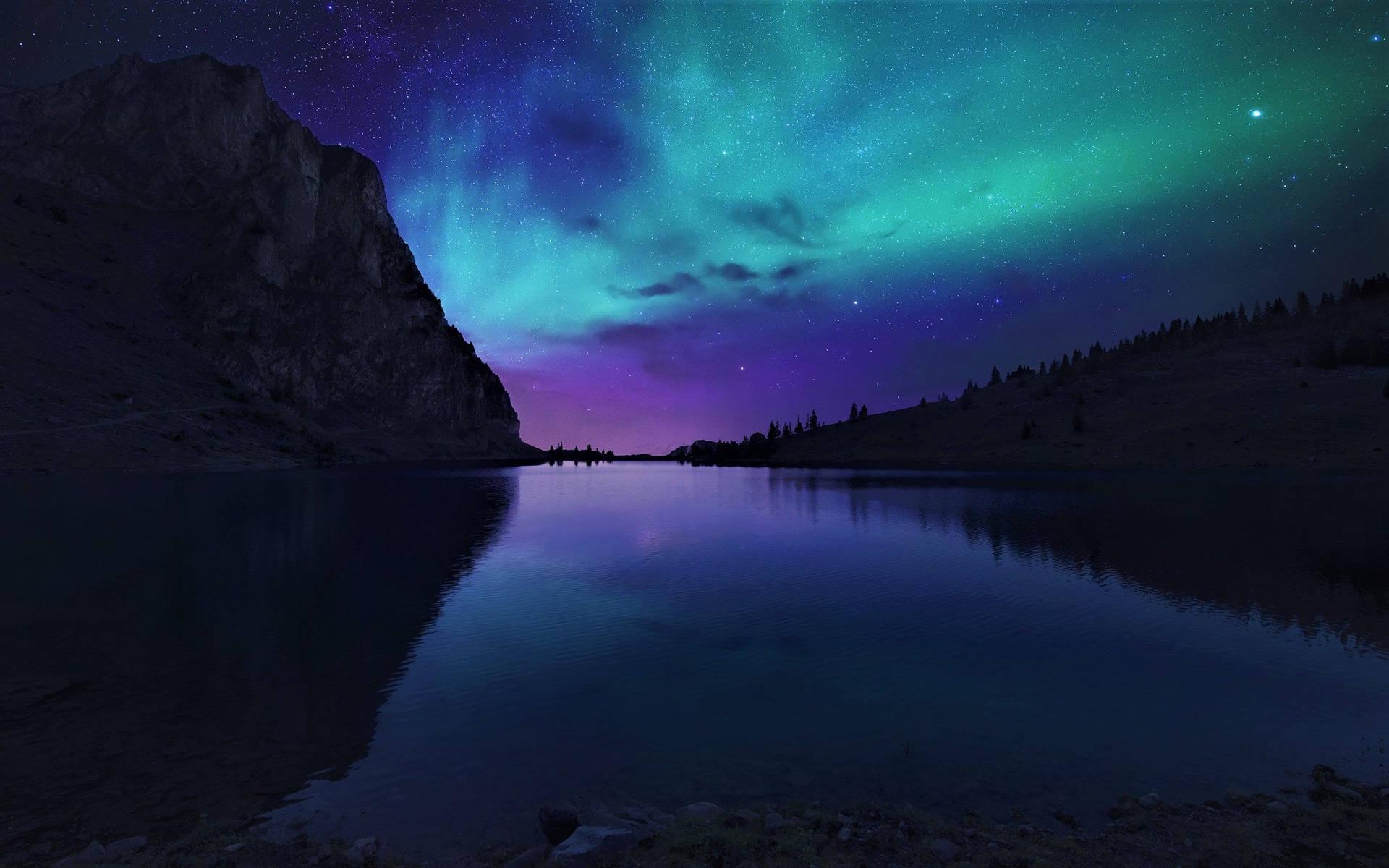 1920x1200 Download Mountain Lake Side Northern Lights HD Wallpaper