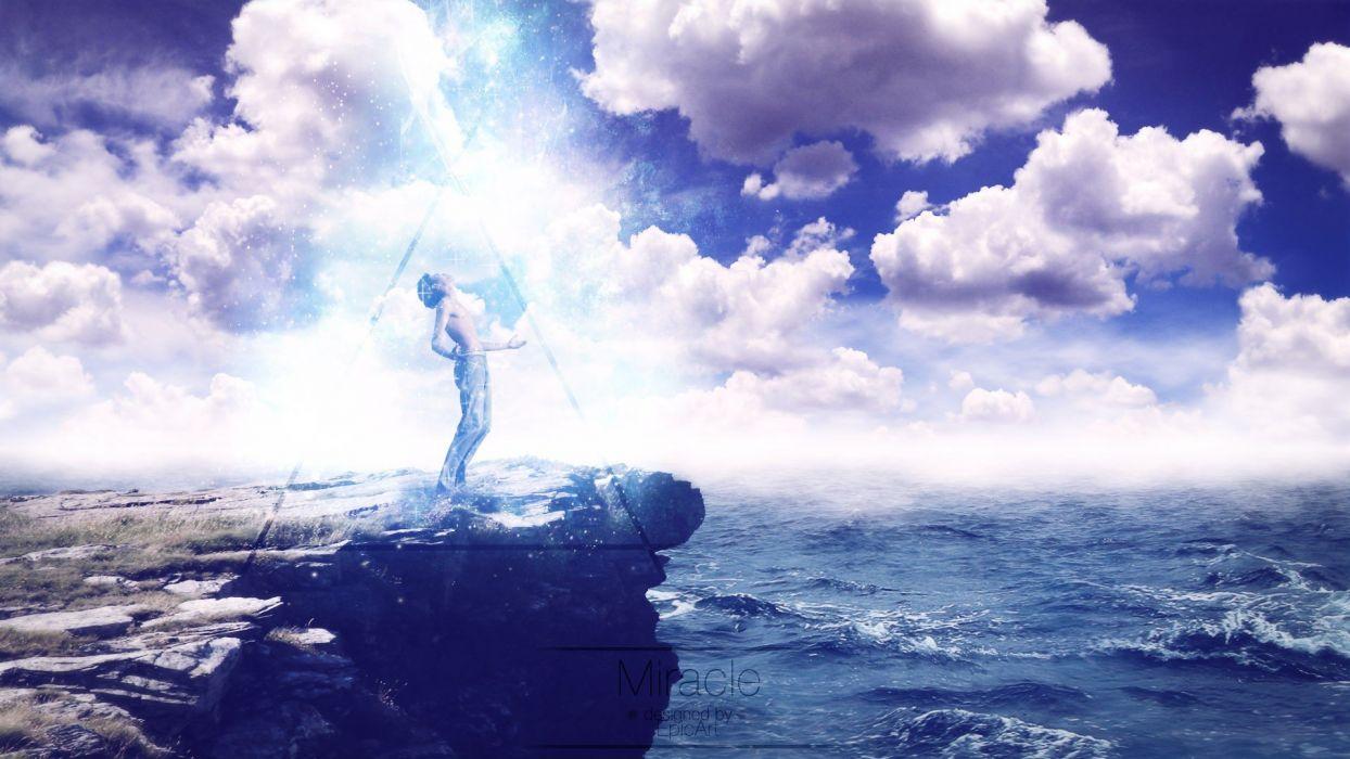 1244x700 Light clouds waves men rocks human miracle SpeedART skies sea wallpaperx1080