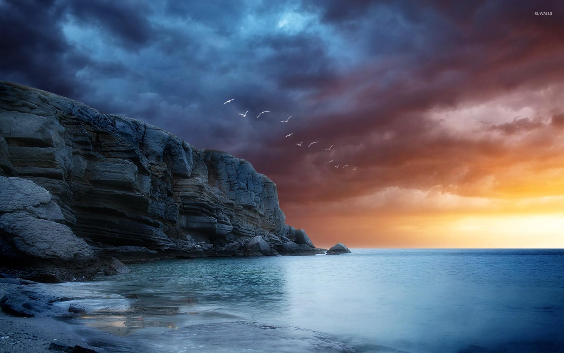 1920x1200 Birds in the sunset wallpaper wallpaper