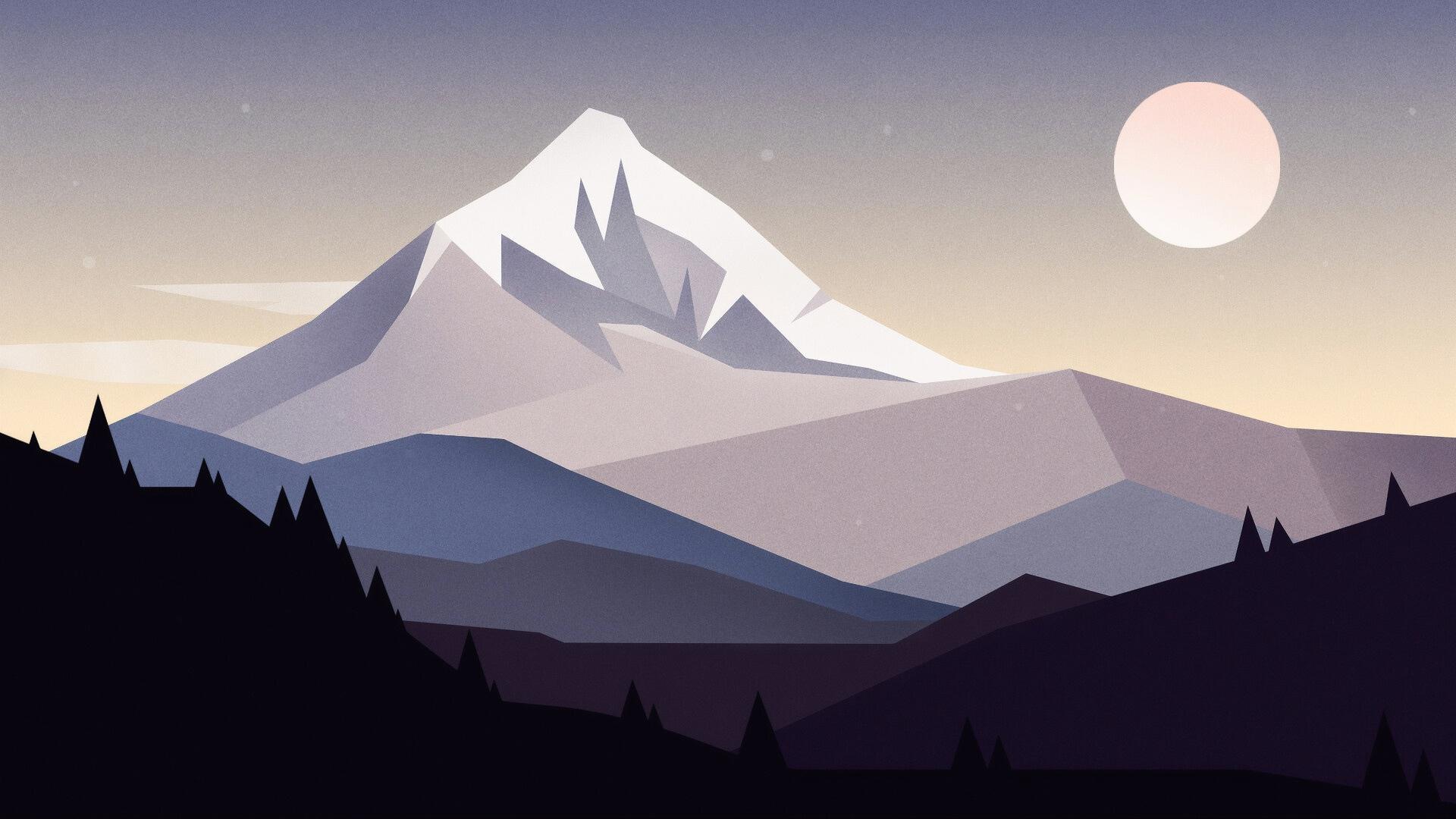 1920x1080 Minimal Mountains Landscape 4k Laptop Full HD 1080P HD 4k Wallpaper, Image, Background, Photo and Picture