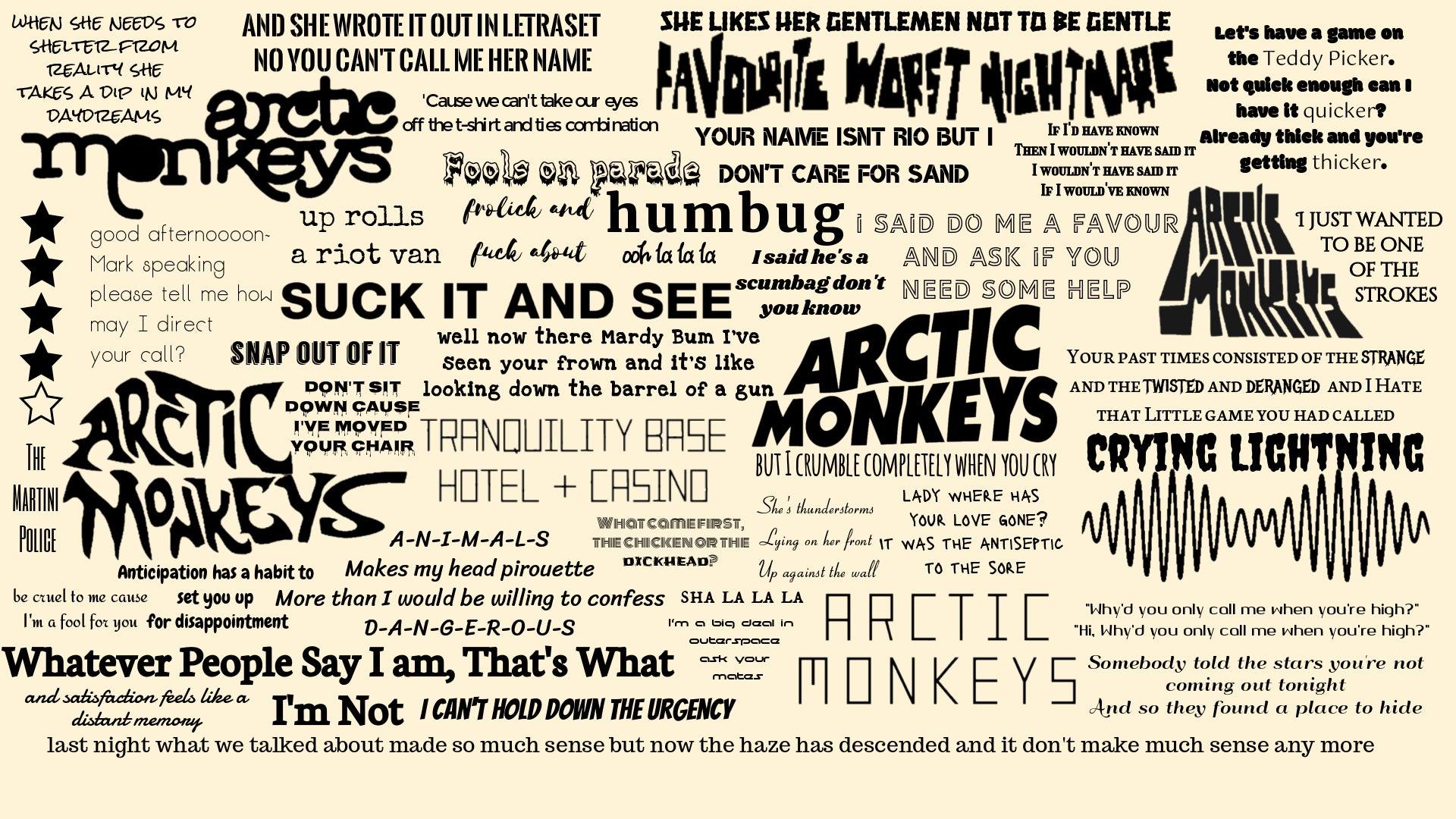 1920x1080 Just created a desktop wallpaper with some of my favorite lyrics. I hope you guys will enjoy it! (Side note: What are your favorite lyrics by AM?)