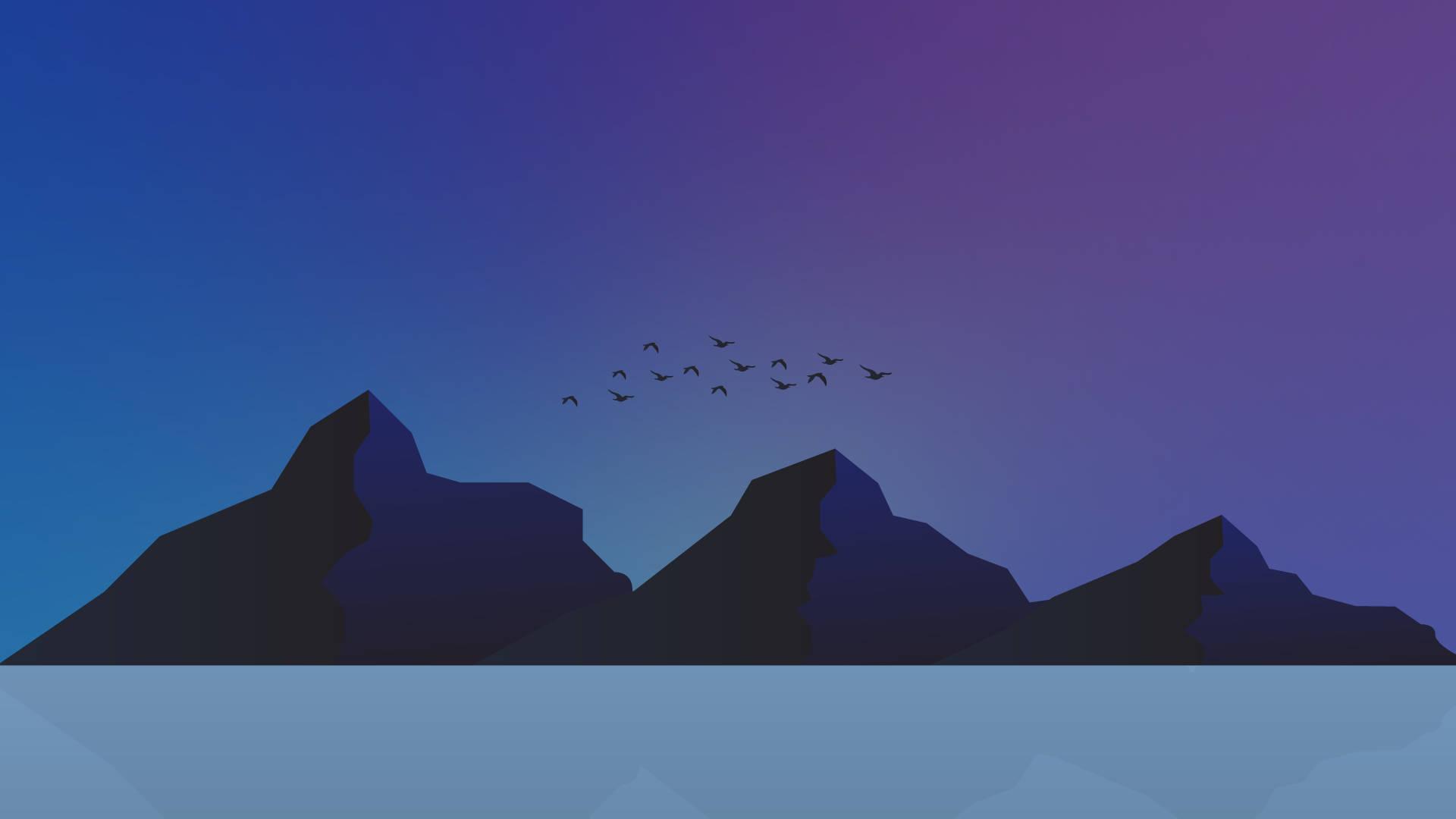 1920x1080 Download Birds And Mountain Minimalist Aesthetic Laptop Wallpaper