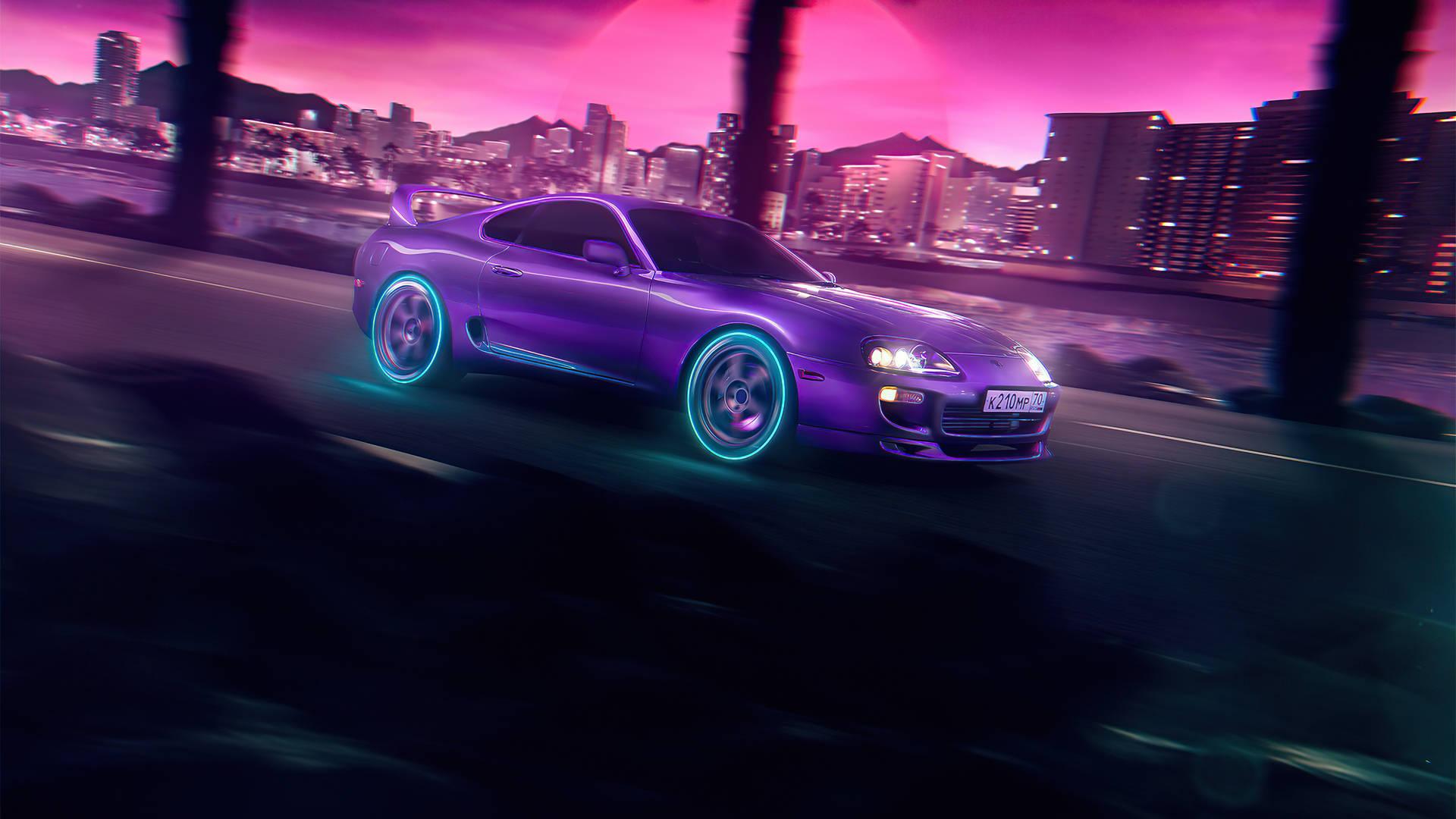 1920x1080 Download Neon Purple Toyota Supra Car Wallpaper