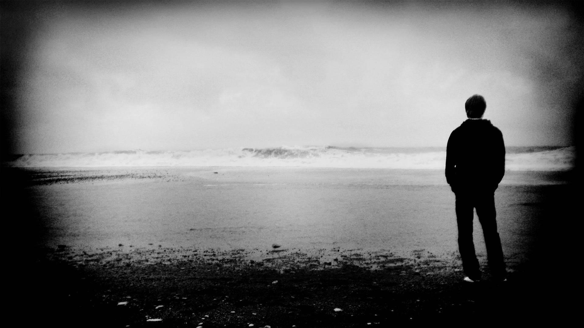1920x1080 Mobile wallpaper: Speculation, Bank, Shore, Chb, Bw, Person, Human, Loneliness, Dark, Meditation, 65420 download the picture for free