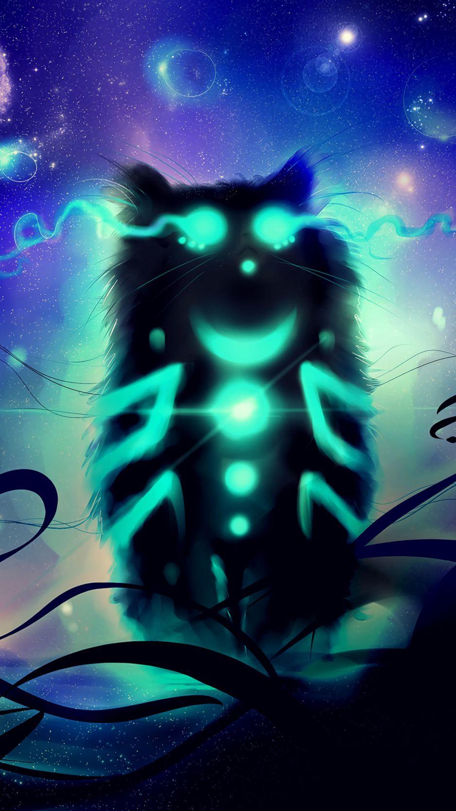 938x1668 Download Wallpaper 938x1668 Cheshire Cat, Cat, Art, Glow Iphone 8 7 6s 6 For Parallax HD Background