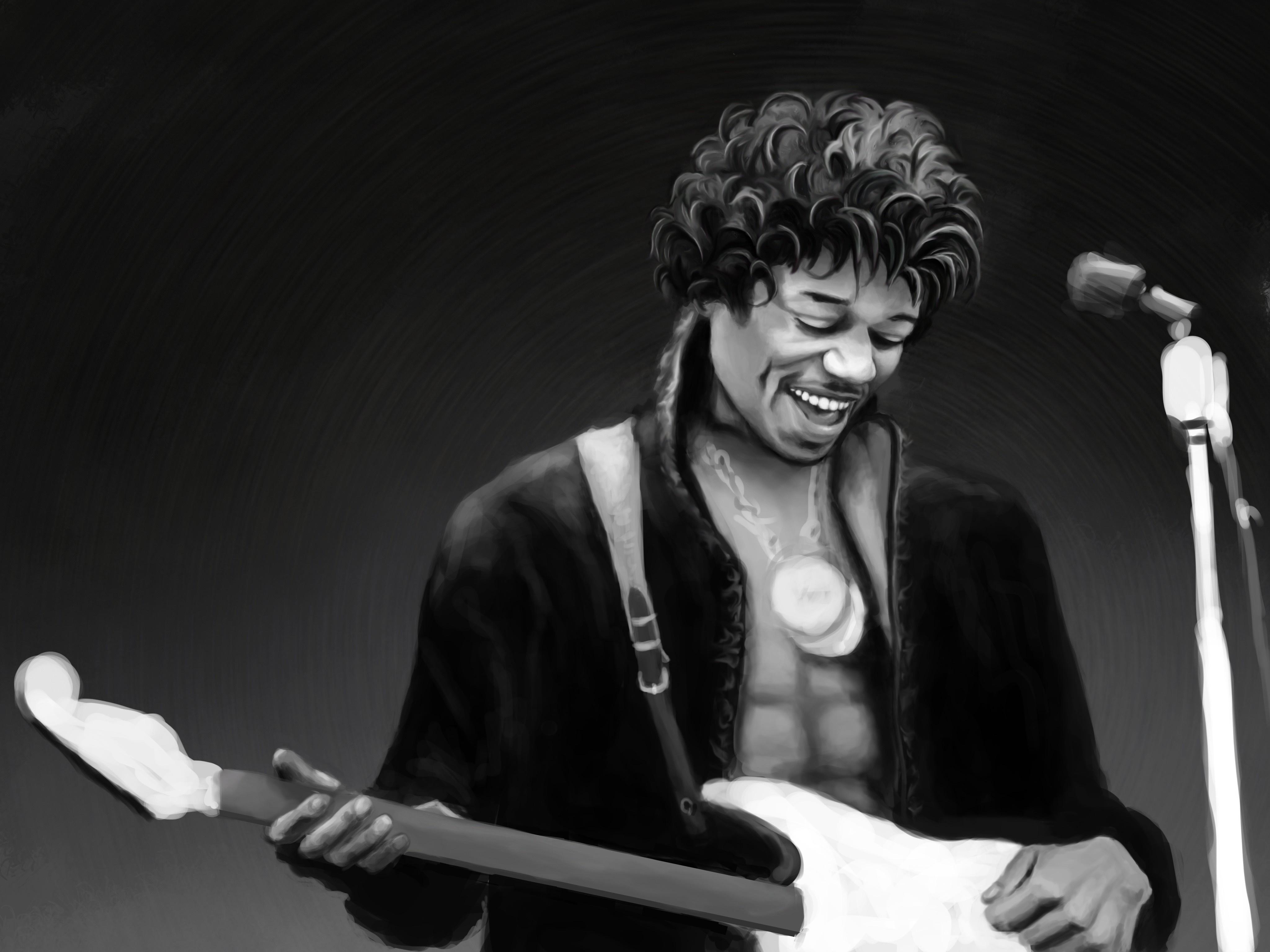 4096x3072 black, monochrome, guitar, music, singer, musician, guitarist, Jimi Hendrix, singing, entertainment, performance, stage, concert, black and white, monochrome photography, bassist, singer songwriter, performing arts Gallery HD Wallpaper