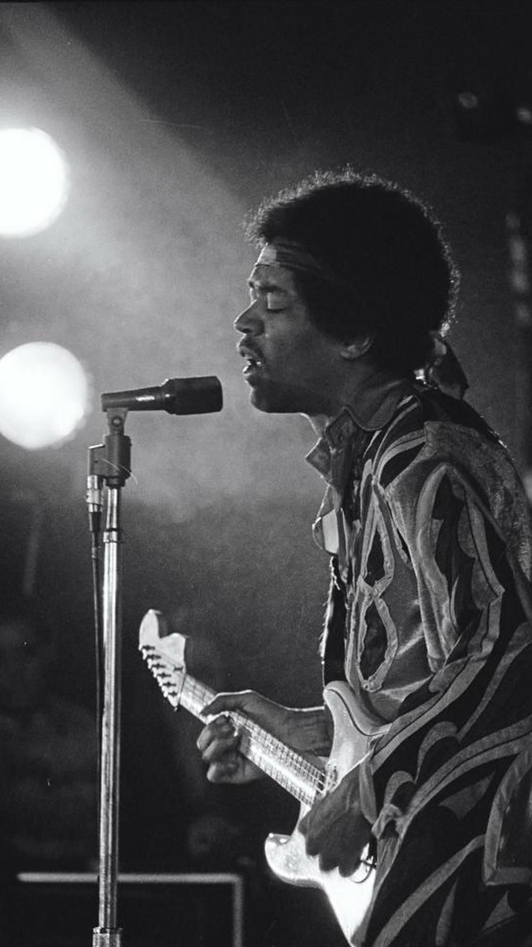 1080x1920 Download Jimi Hendrix Singing Eyes Closed Wallpaper