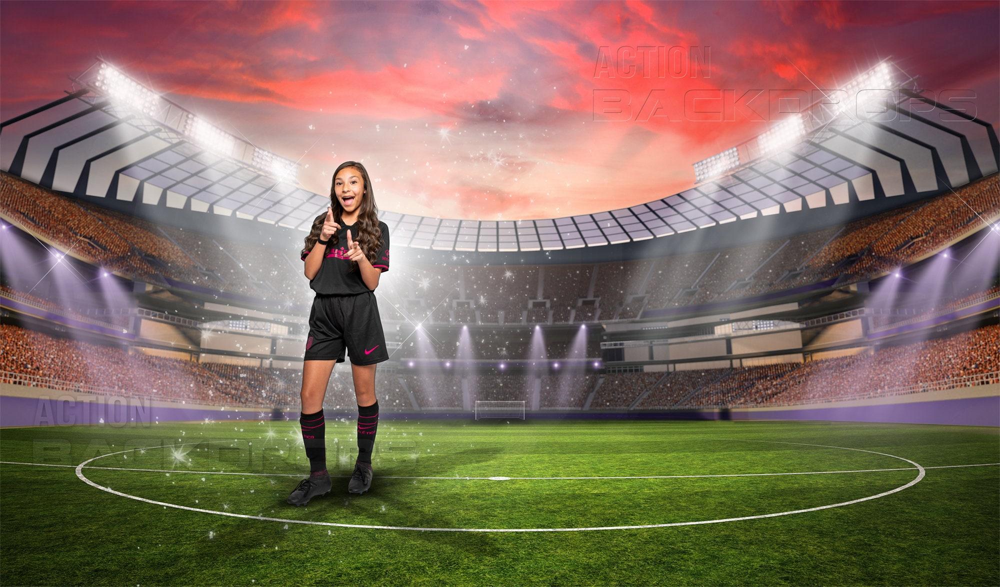 2000x1174 Digital Backdrop Photography Soccer Stadium PURPLE SUNSET