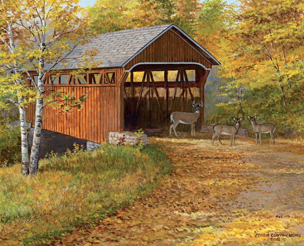 1027x831 Lang. October 2014 Wallpaper Covers. Covered Bridge. Covered bridges, Covered bridge painting, Bridge painting