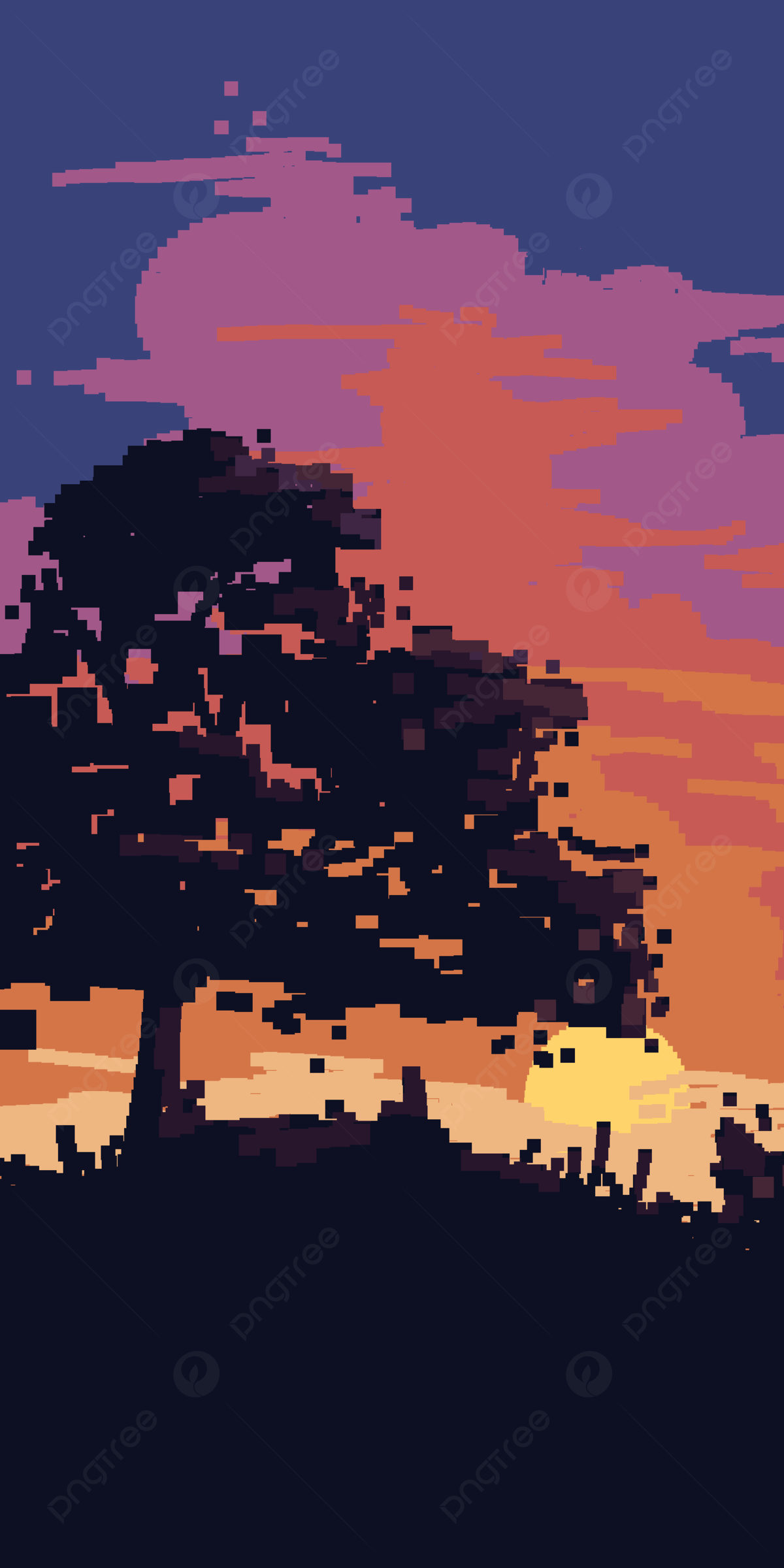 1200x2400 Pixel Style Sunset Mobile Wallpaper Background Wallpaper Image For Free Download