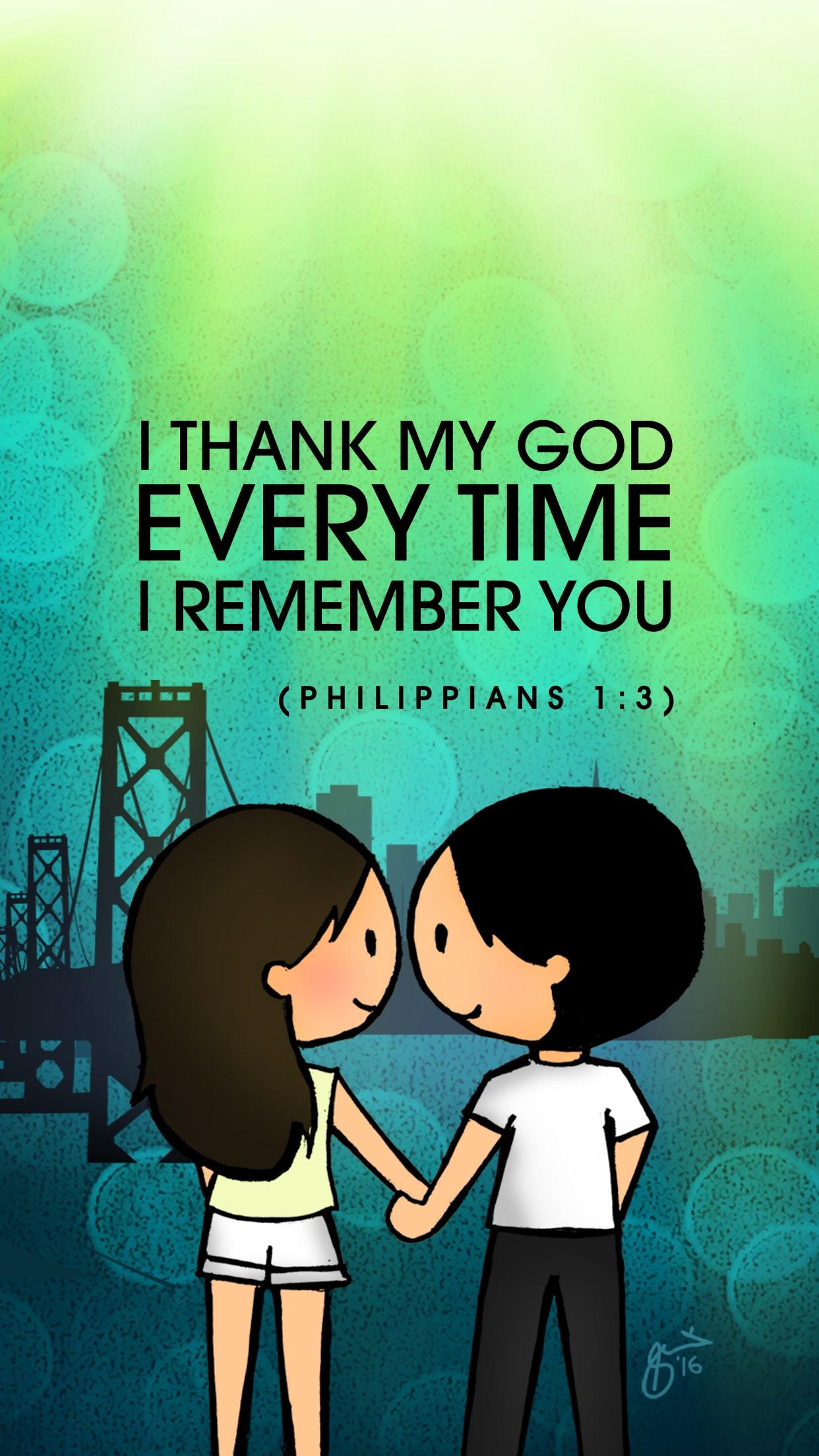 1242x2208 Free Download: Philippians 1:3 Wallpaper Loves Sunsets