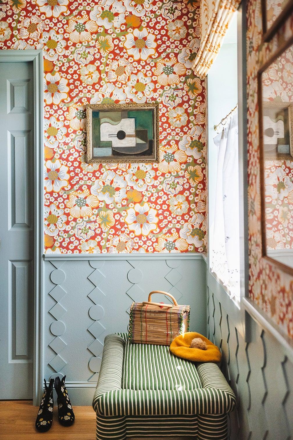 1008x1512 Geometric Wainscotting and Floral Wallpaper Amp Up a Previously Boring Bathroom