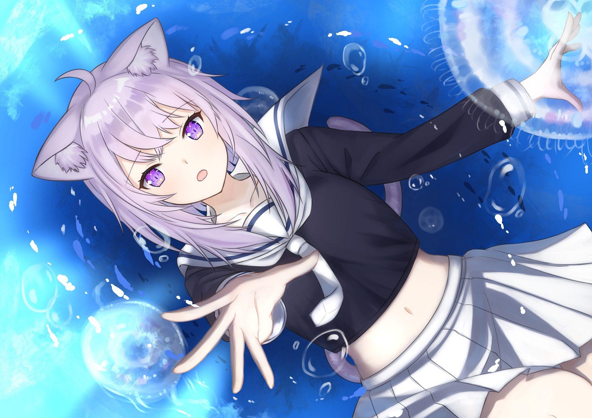 2047x1447 Nekomata Okayu Wallpaper
