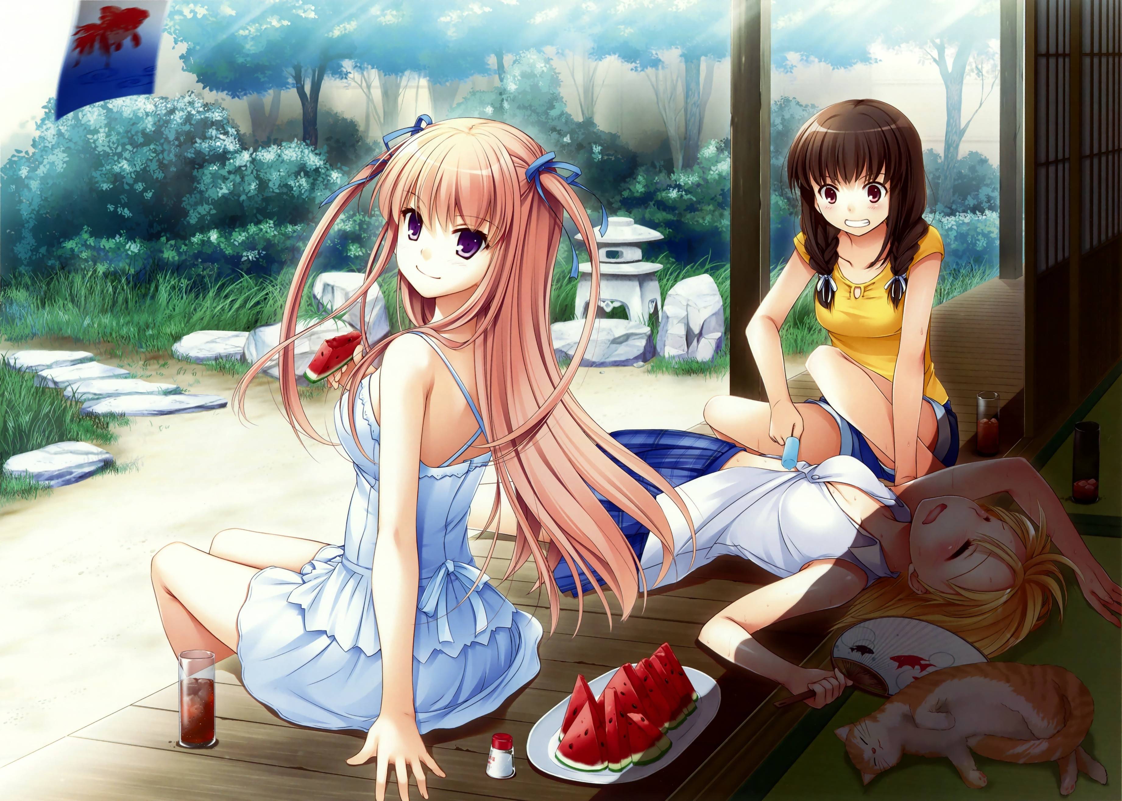 3683x2629 anime, girls, friends Wallpaper, HD Anime 4K Wallpaper, Image, Photo and Background
