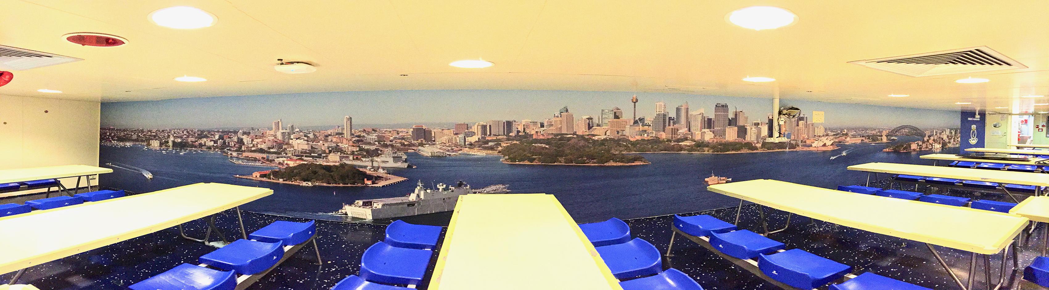 3402x941 Australian Navy Ship canteen mural Large Format Knowledge Center