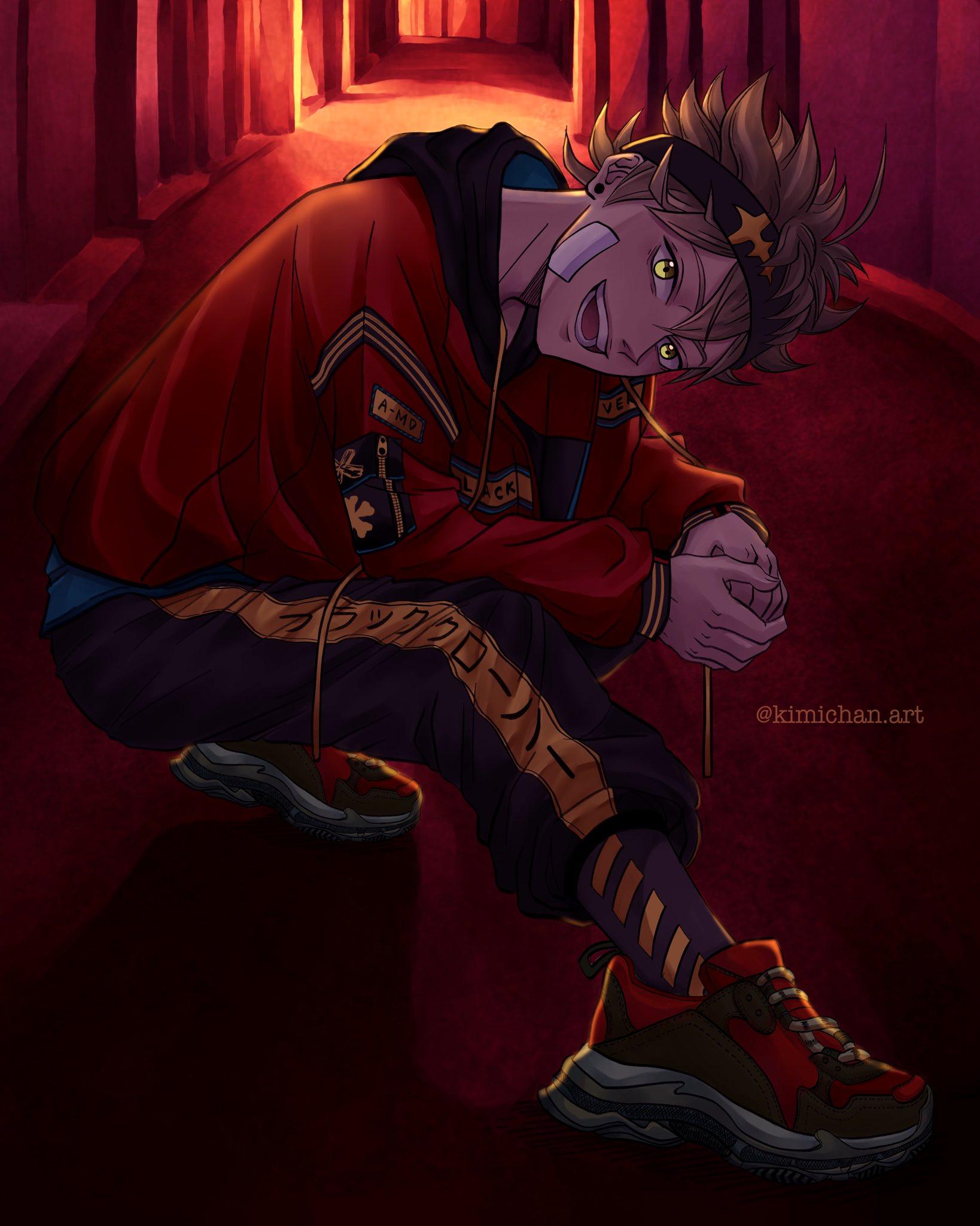 1638x2048 Kimichan (SHOP NOW OPEN) fanart of Asta wearing streetwear. #blackclover #anime #blackcloverfanart #asta #animeart #animefanart #animedrawing #artph
