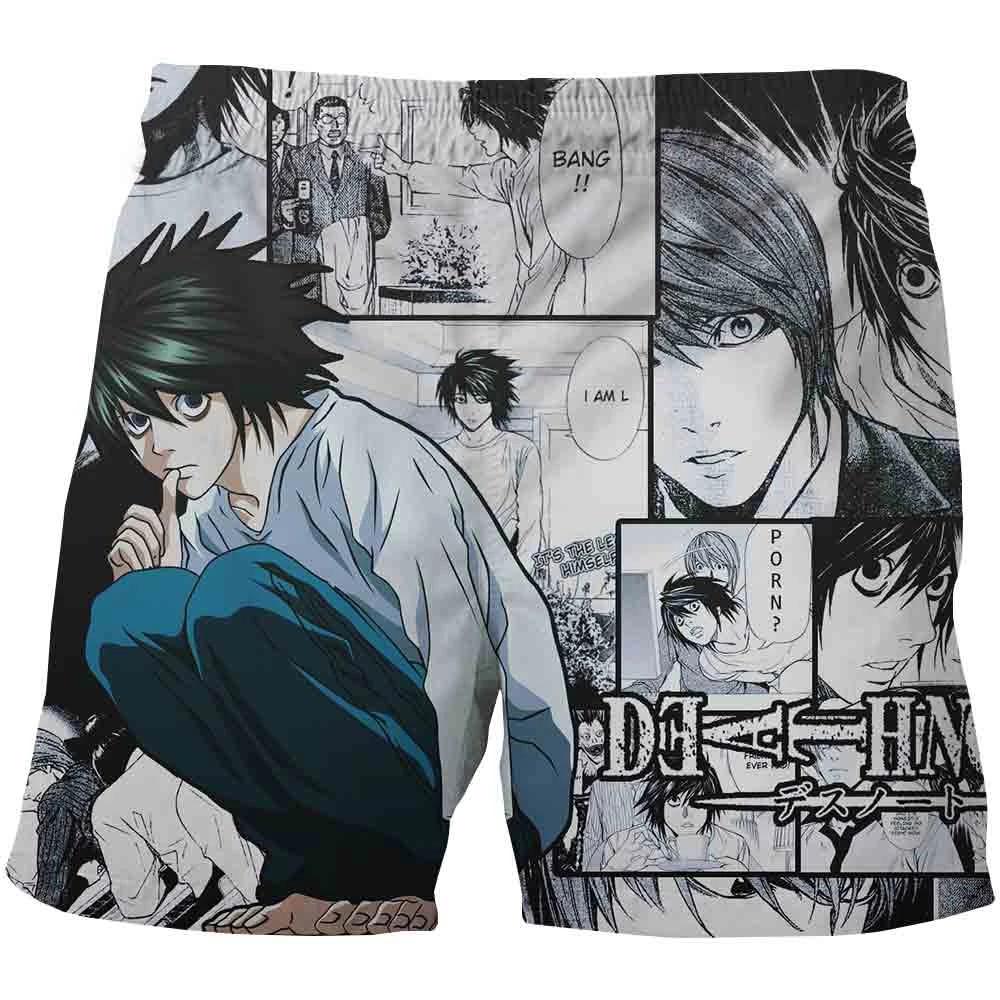 1000x1000 Death Note printing Fashion Beach Shorts Men's Anime Style Cosplay Streetwear Swimwear Pants Trendy Board Shorts Men clothing. Board Shorts