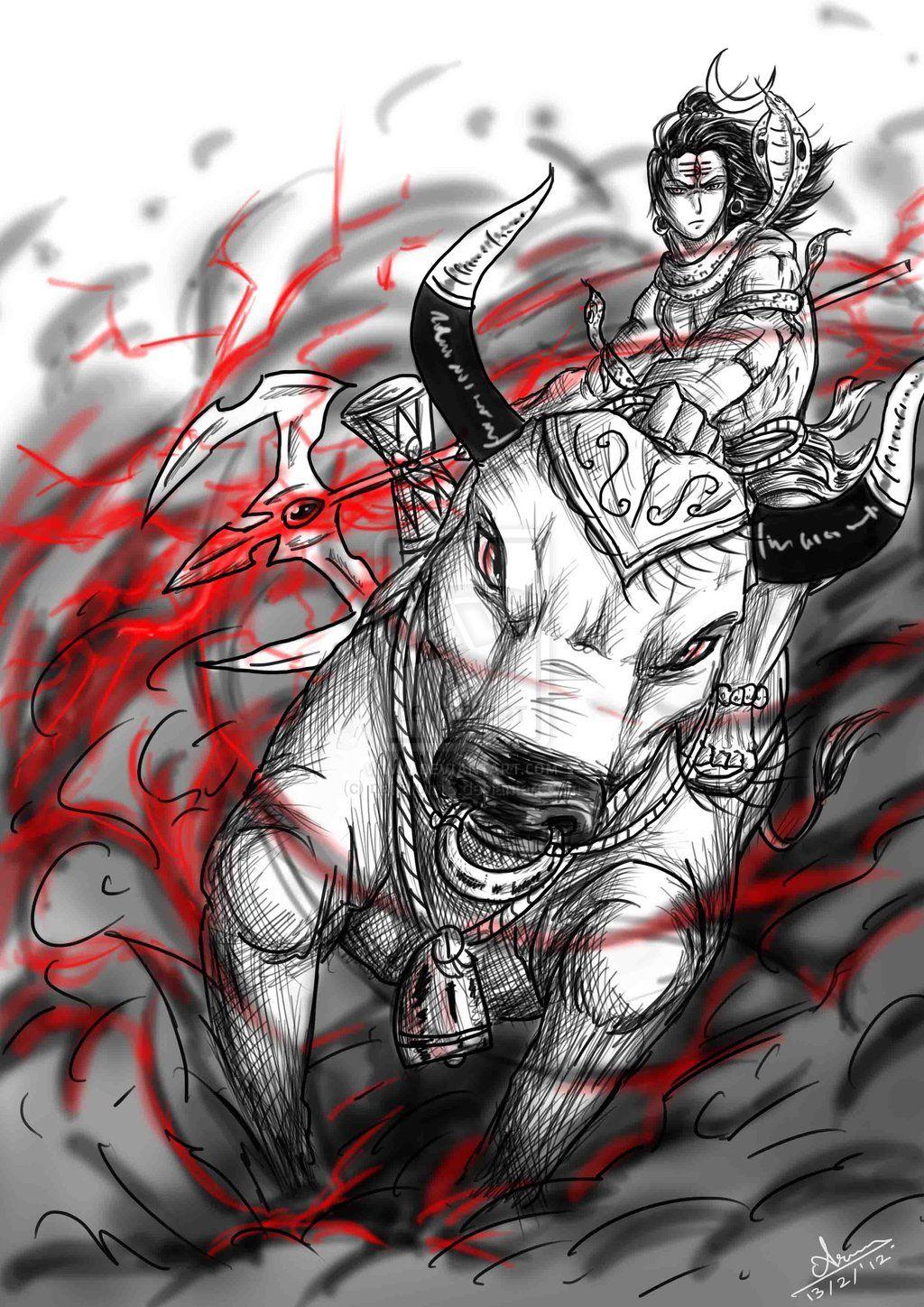 1024x1448 Anime sketch: Lord Shiva and Nandi. Angry lord shiva, Shiva angry, Shiva sketch