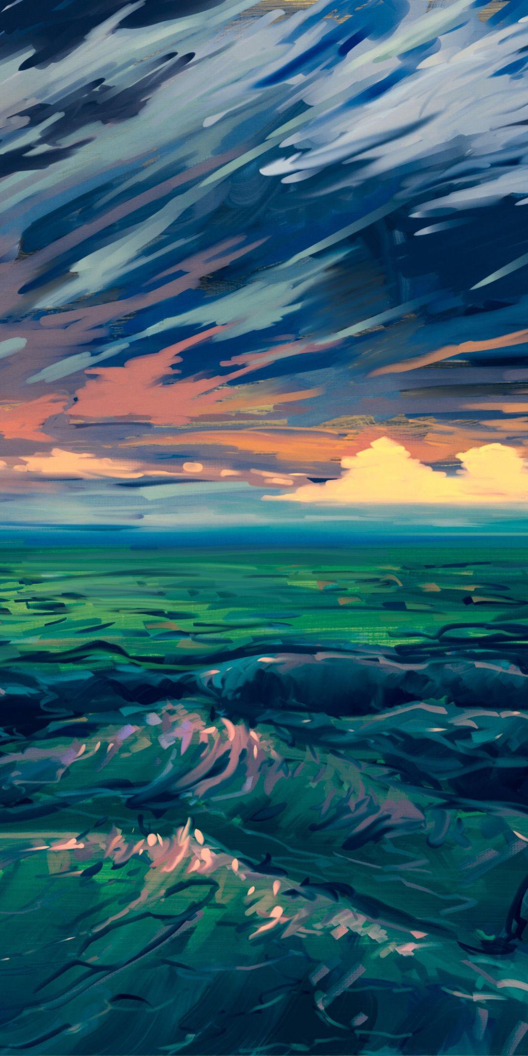 1080x2160 Scenery, sea waves, sea, clouds, digital art, 1080x2160 wallpaper. Landscape wallpaper, Art wallpaper iphone, Scenery wallpaper