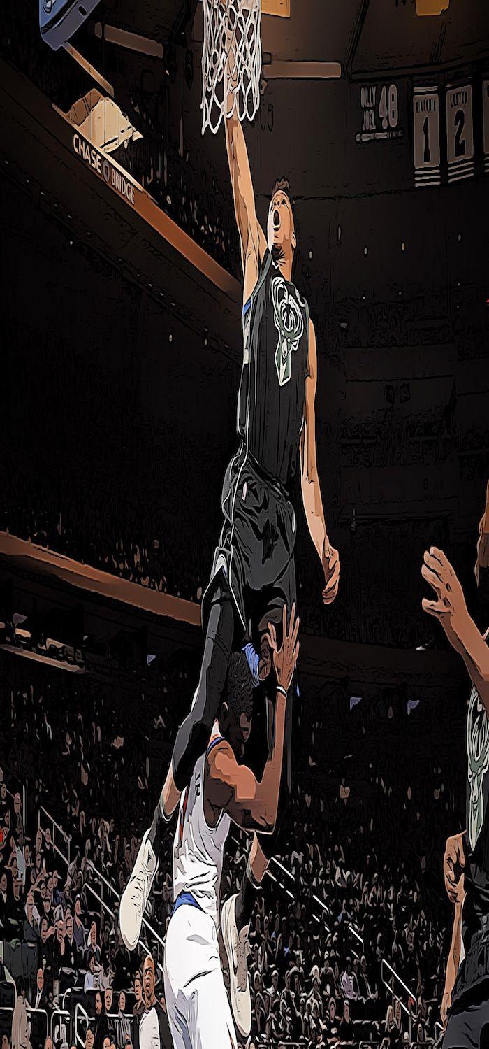 700x1500 Giannis Antetokounmpo Dunk Over A Person NBA Wallpaper[Posters Sale]. Gianni, Nba Wallpaper, Fine Art Posters