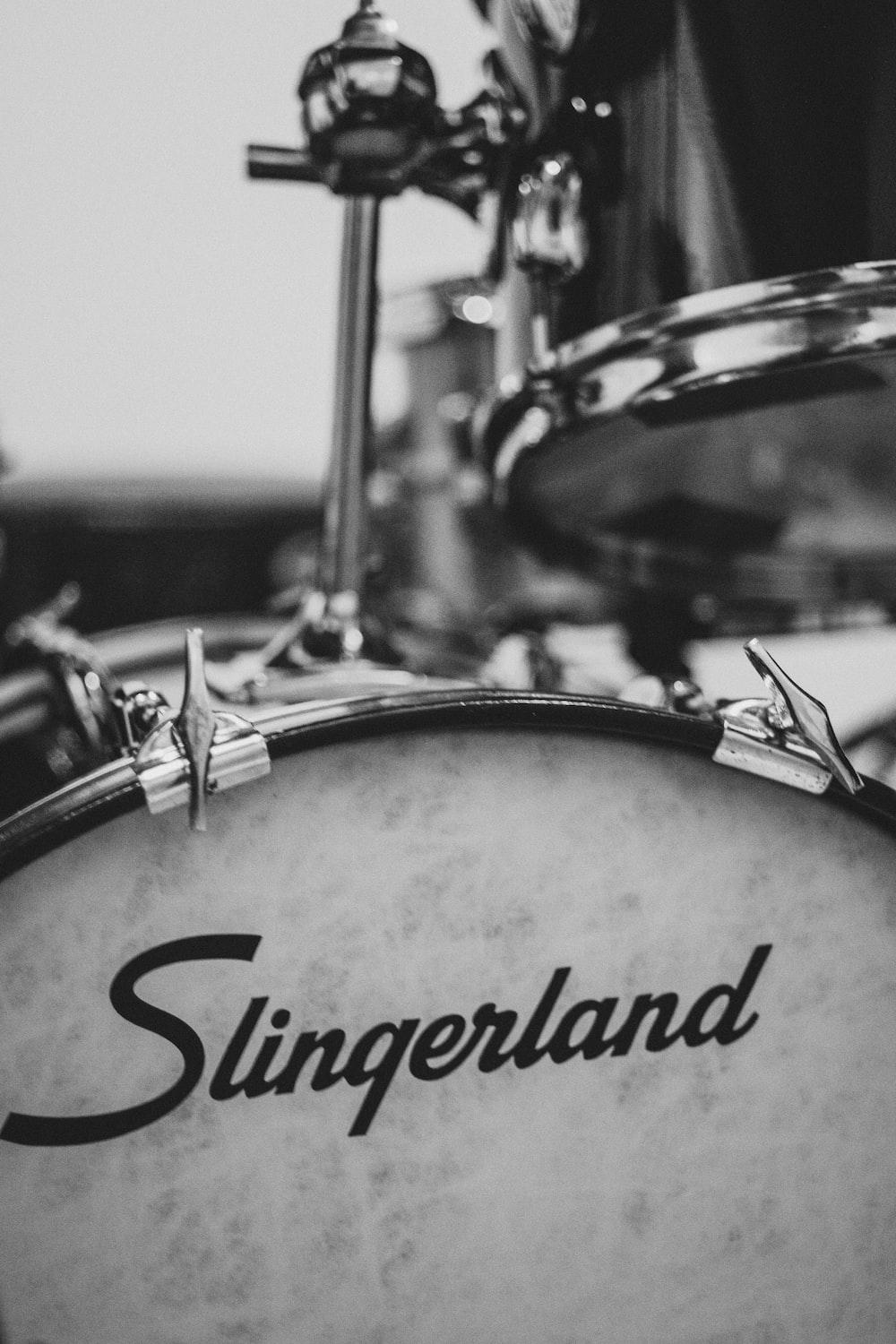 1000x1500 grayscale photo of drum set photo