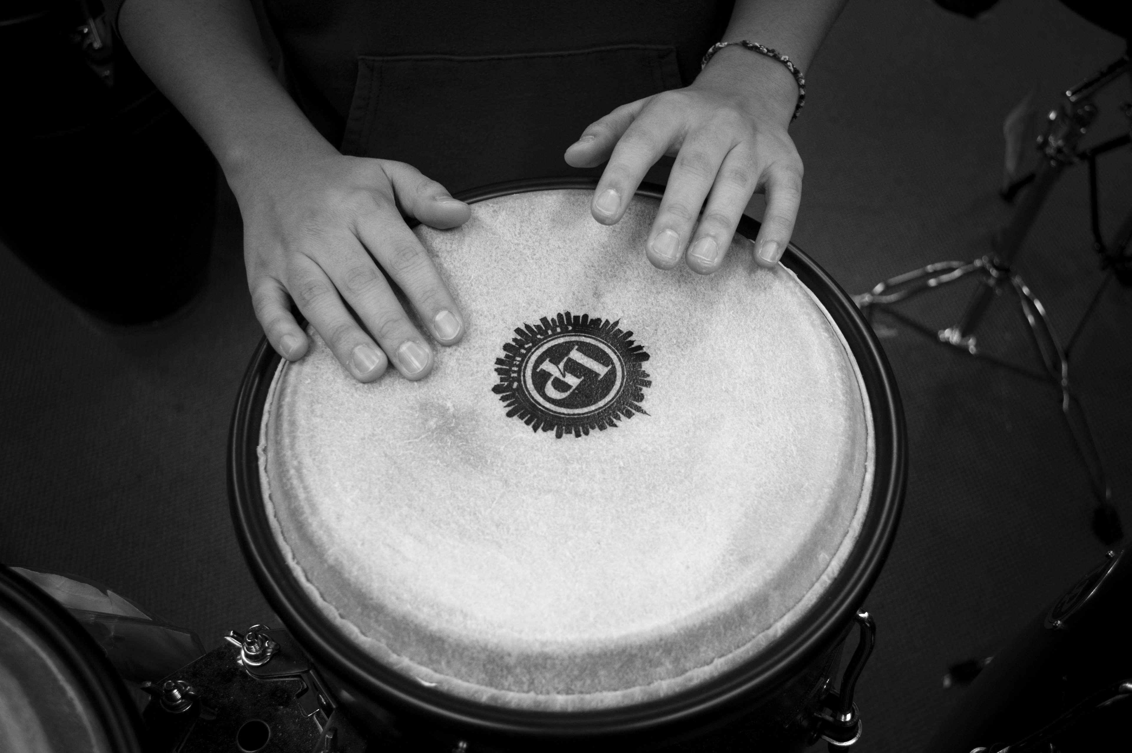 3840x2553 band, beat, black and white, bongo drum, drum, drummer, hands, loud, music, musical, musician, percussion, percussion instrument, performance 4k Gallery HD Wallpaper